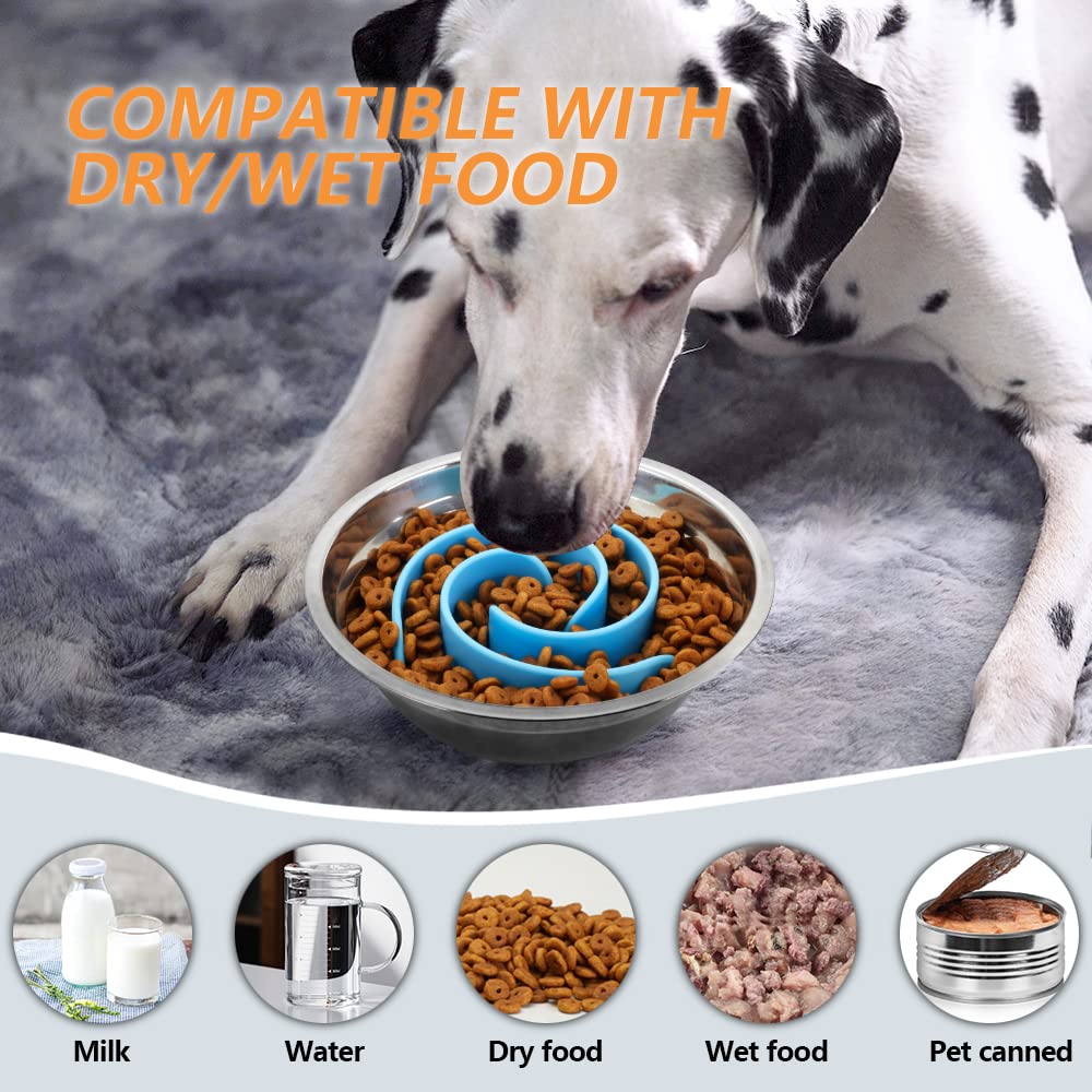 Slow Feeder Dog Bowl Insert - Soft Silicone Anti-Choking Pet Food Bowl for Small, Medium & Large Dogs | Fits Regular & Elevated Bowls | Perfect for Fast Eaters & Digestive Health | Use During Mealtime or Training Sessions