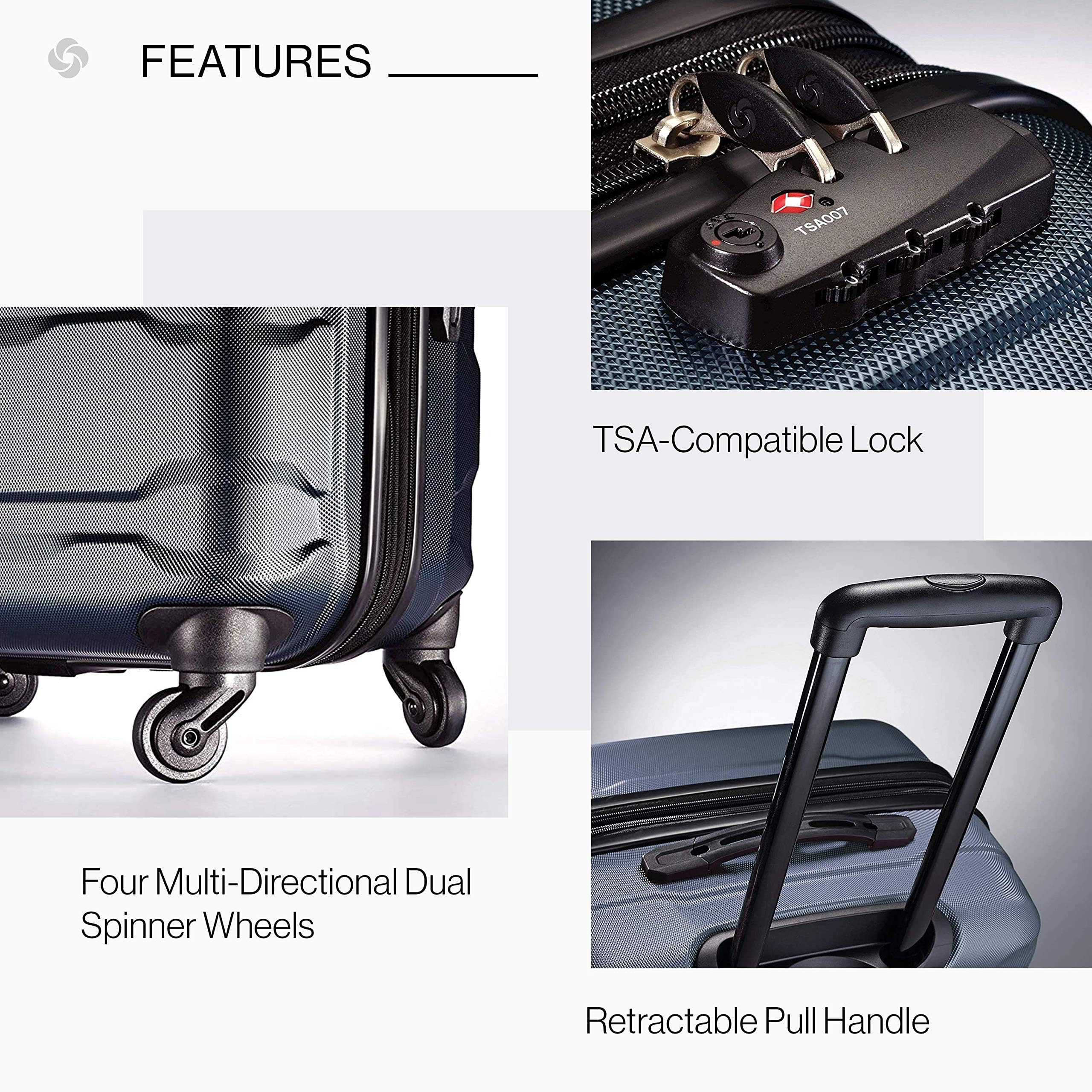 Samsonite Omni PC Hardside Expandable Spinner Luggage 24-Inch Checked-Medium Suitcase - Teal Blue for Business Travel & Vacation (TSA Lock, Durable Lightweight Design)