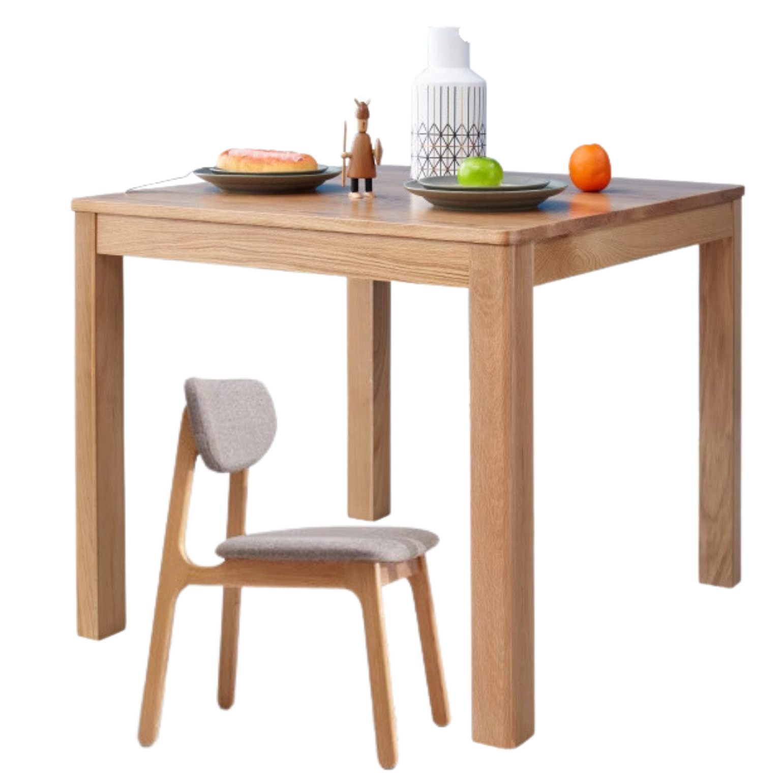 Solid Oak Wood Square Dining Table - Rustic Farmhouse Style for Kitchen, Dining Room & Small Spaces | Durable & Stylish Home Furniture