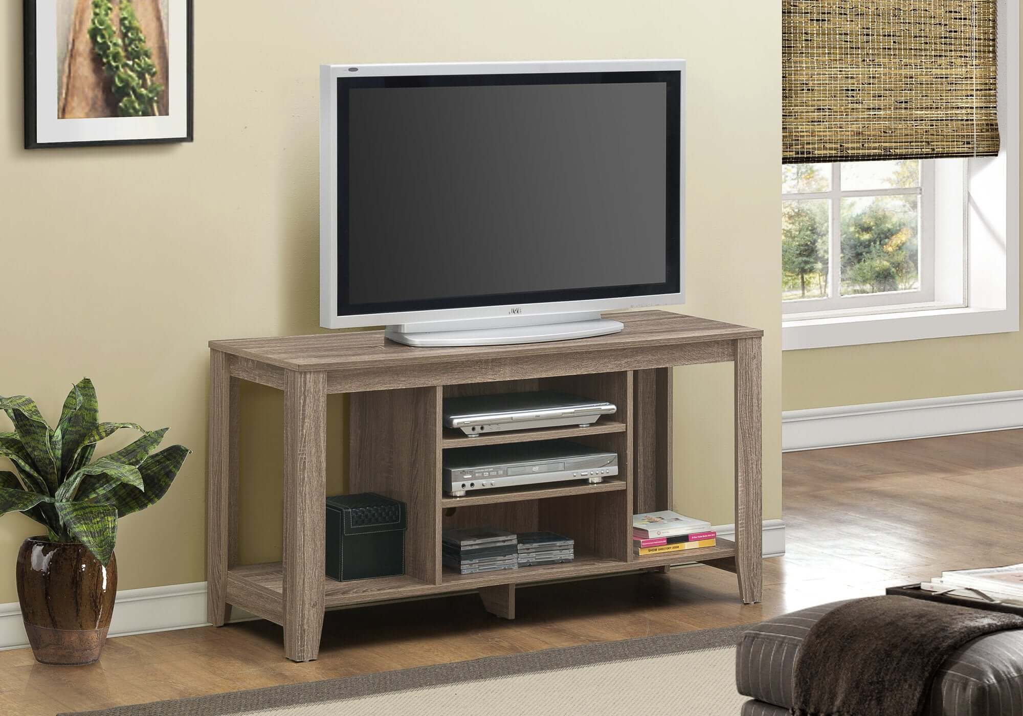 48L Dark Taupe TV Stand with Storage Shelf - Modern Entertainment Center for Living Room, Bedroom & Home Theater