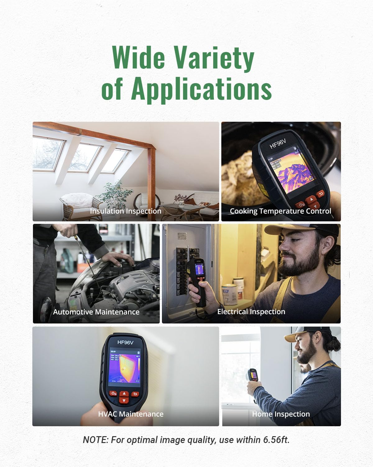 HF96V Thermal Imaging Camera with Visual Camera - 240x240 Super Resolution, 96x96 IR, Laser Pointer, 25Hz, 50°FOV, -4°F to 1022°F, IP54 - Perfect for Electrical Inspections, HVAC Maintenance & Home Energy Audits