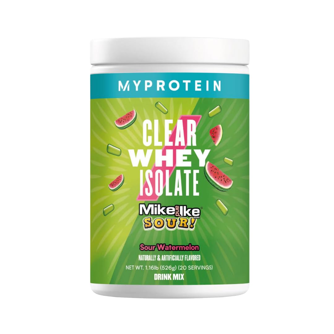 MyProtein Clear Whey Isolate Protein Powder - 1.1lb (20 Servings) | Fruity Mike and IKE Sour Watermelon Flavor | 20g Protein per Serving | Post-Workout Recovery & Muscle Growth Supplement for Athletes & Fitness Enthusiasts