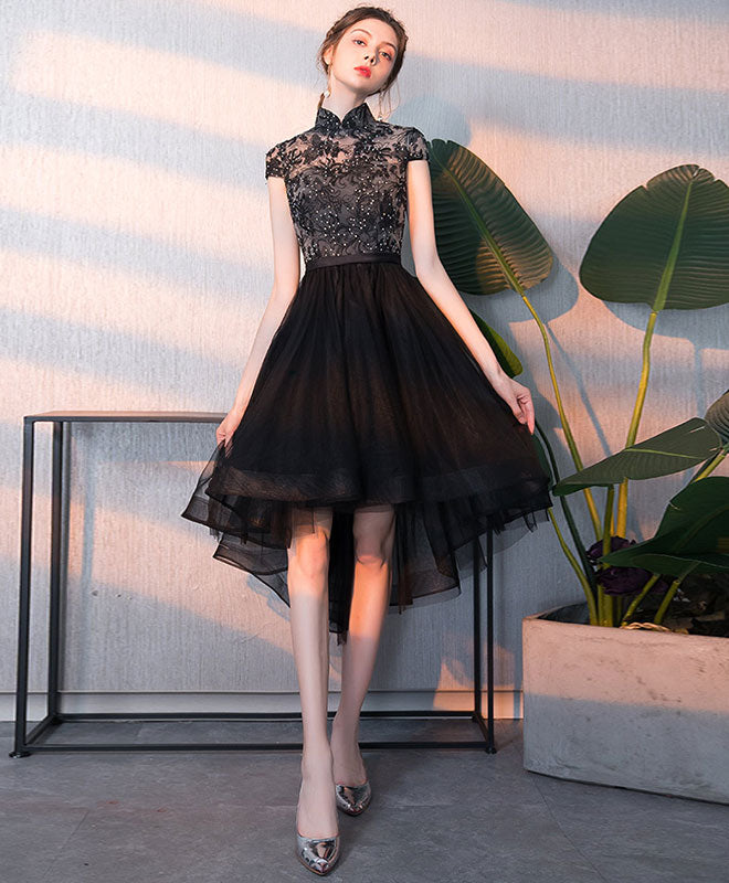 Elegant Black Tulle Lace Short Prom Dress | Homecoming Party Dress for Teens | Perfect for Dances, Formals & Special Occasions