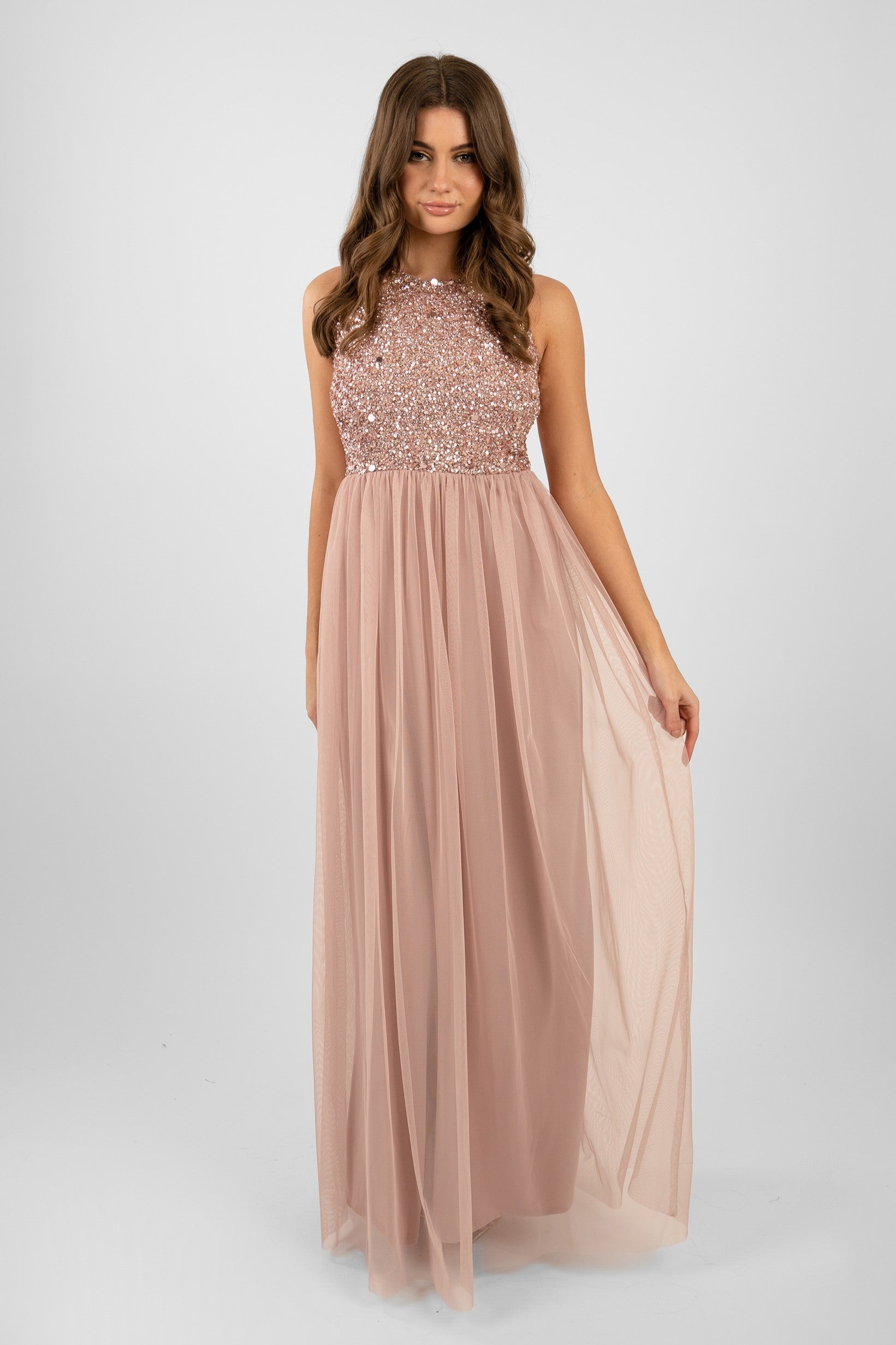 Picasso Pale Mauve Embellished Bridesmaid Dress - Elegant Wedding Party Gown for Bridesmaids, Formal Occasions & Special Events