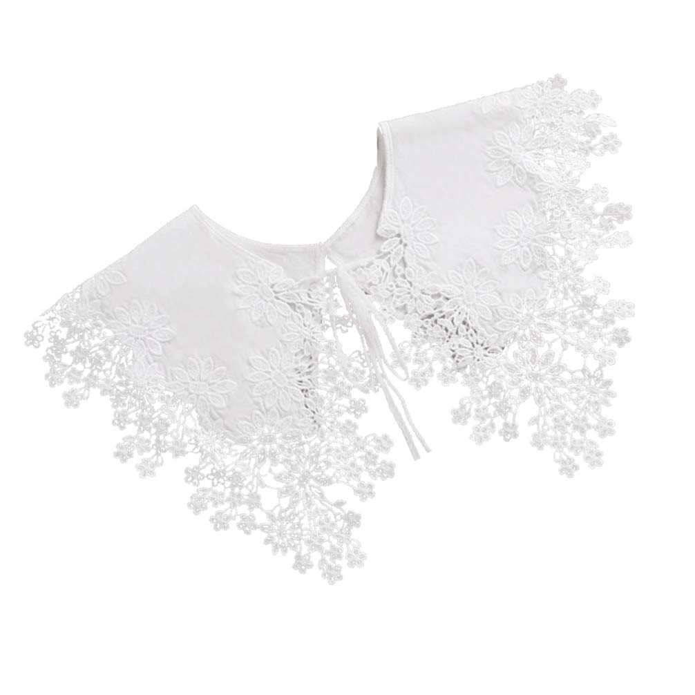 Amosfun Women's Detachable Lace Fake Collar with Bowknot - Elegant False Collar for Dresses, Sweaters & Shirts - White Lolita Shawl - Perfect for Cosplay, Vintage Fashion & Office Wear