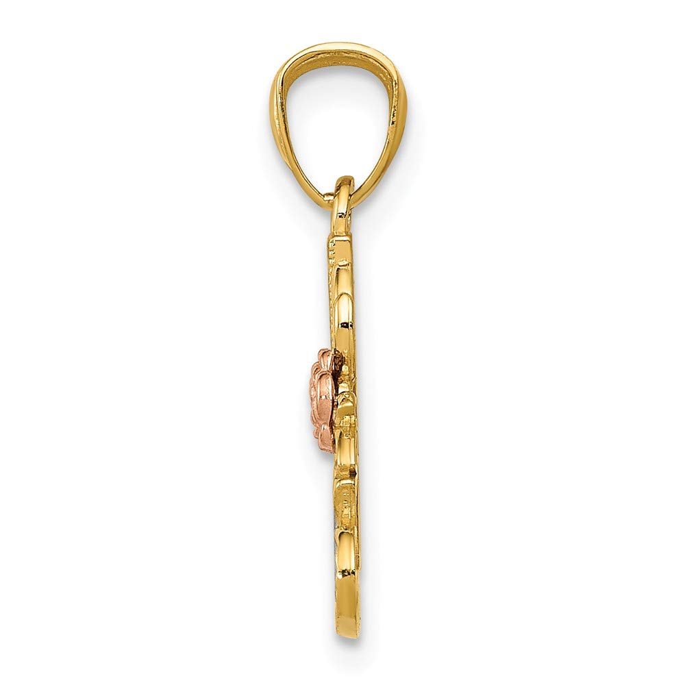 14K Yellow & Rose Gold DC Number One #1 Nana Rose Pendant Charm - 18mm x 21mm - Perfect for Necklaces, Bracelets & Gift Giving