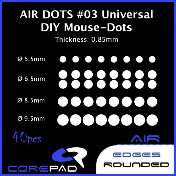 Corepad Skatez AIR Mouse Feet #03 Universal DIY Dots - Ultra Smooth Gliding for Gaming & Productivity (Perfect for FPS, MOBA & Office Work)