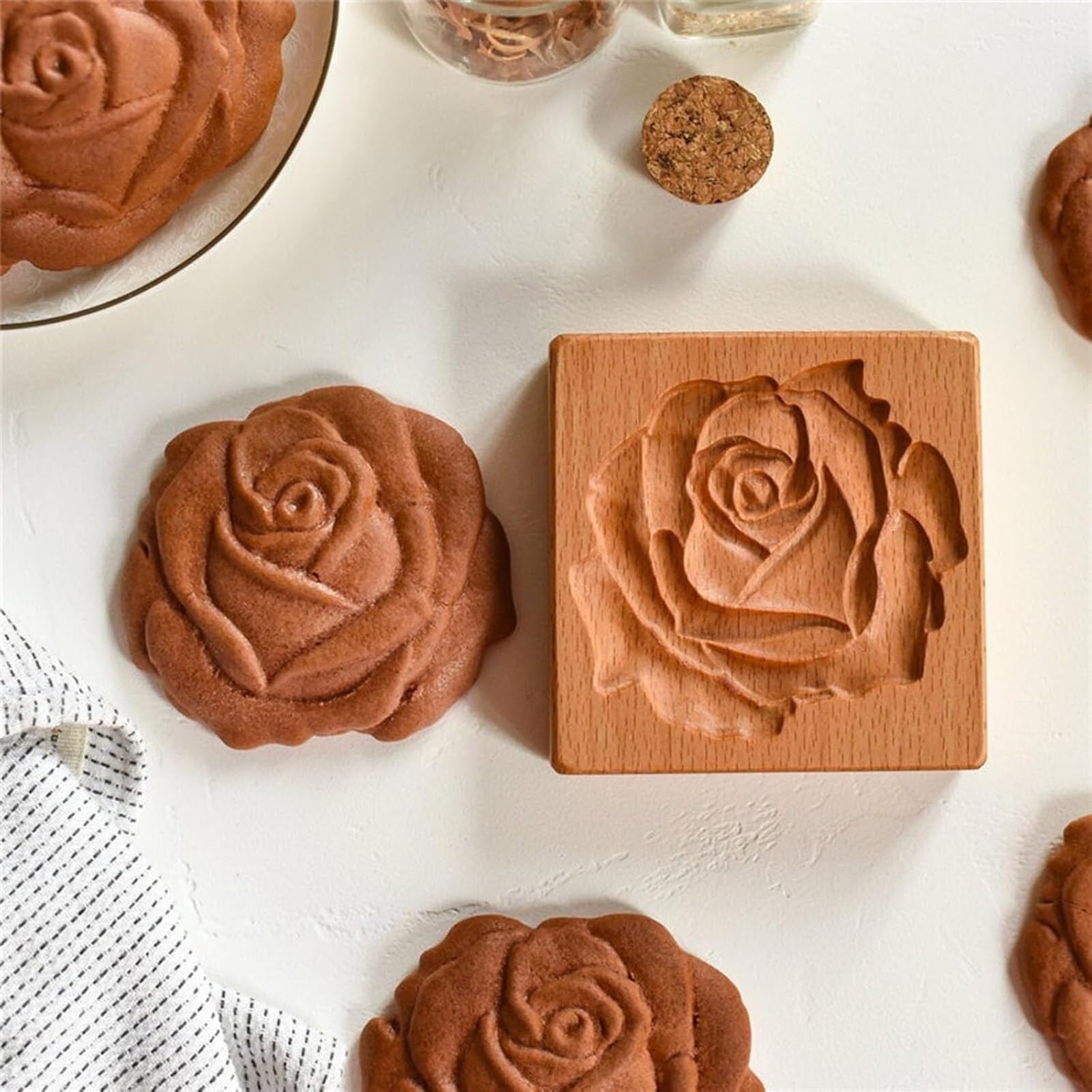 Rose-Shaped Tostonera - Wooden Plantain Press for Perfect Tostones | Rose Tostones Press & Cookie Mold | Ideal for Latin Cooking, Baking Cookies & Kitchen Decor