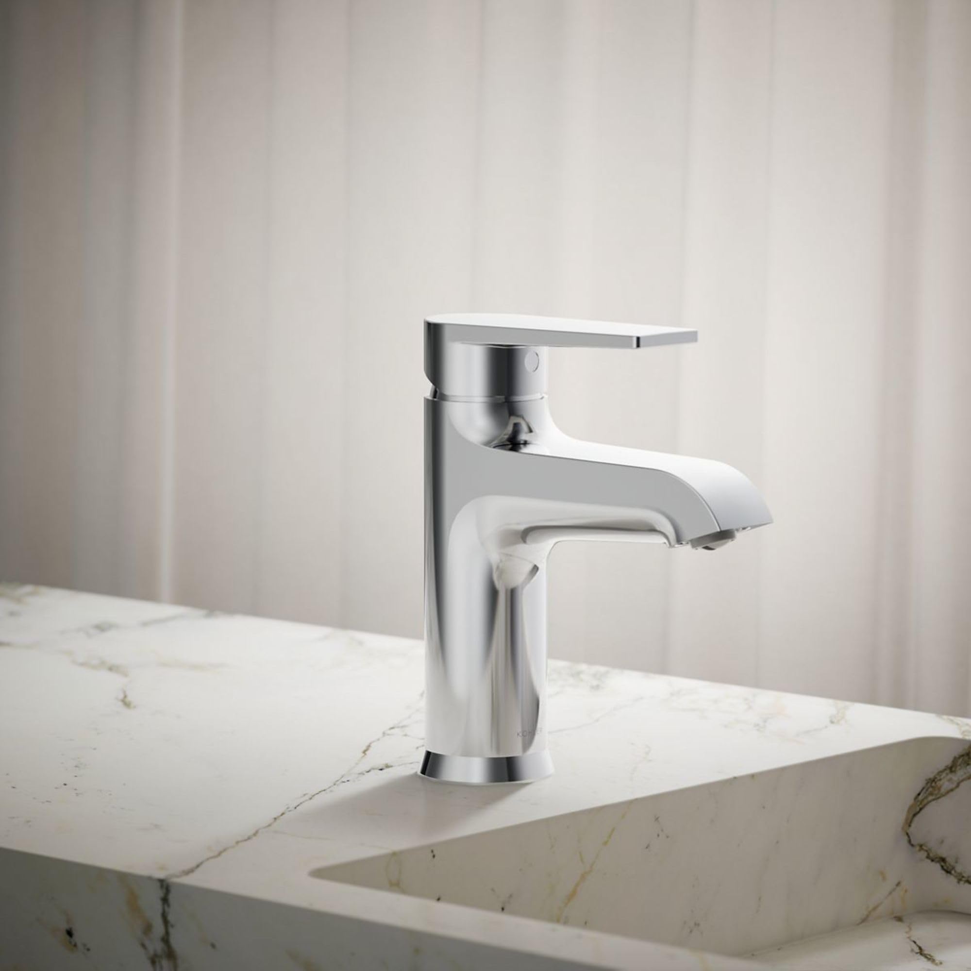 Kohler K-97060-4-CP Hint Bathroom Sink Faucet - Polished Chrome Finish - Modern Waterfall Spout for Bathroom Vanity, Powder Room & Guest Bath