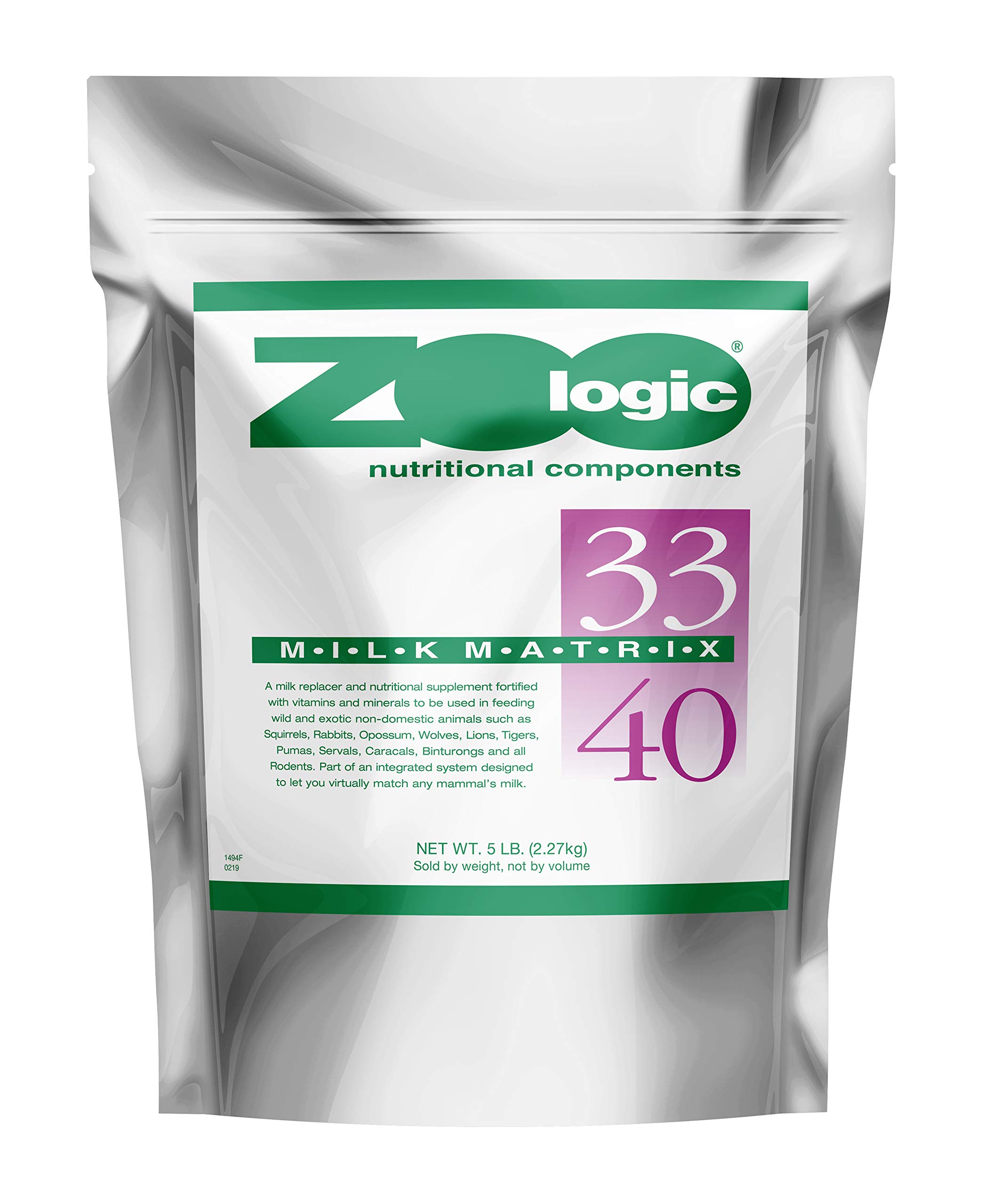 PetAg Zoologic Milk Matrix 33/40 Milk Replacer Powder - 5 lb Bag for Puppies, Kittens & Small Mammals | Nutrient-Rich Formula Matches Natural Milk | Ideal for Orphaned Pets & Wildlife Rehabilitation