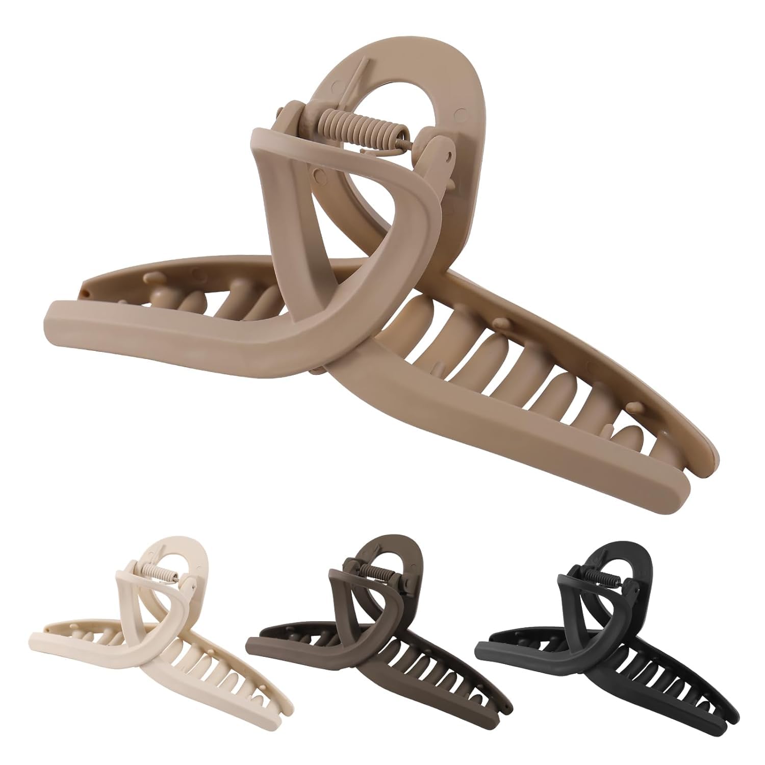 Extra Large Claw Clips for Thick & Long Hair - 4 Pack Jumbo Non-Slip Hair Clips for Women - Strong Hold Matte Jaw Clips in Neutral Colors - Perfect for Updos, Ponytails & Everyday Hairstyles