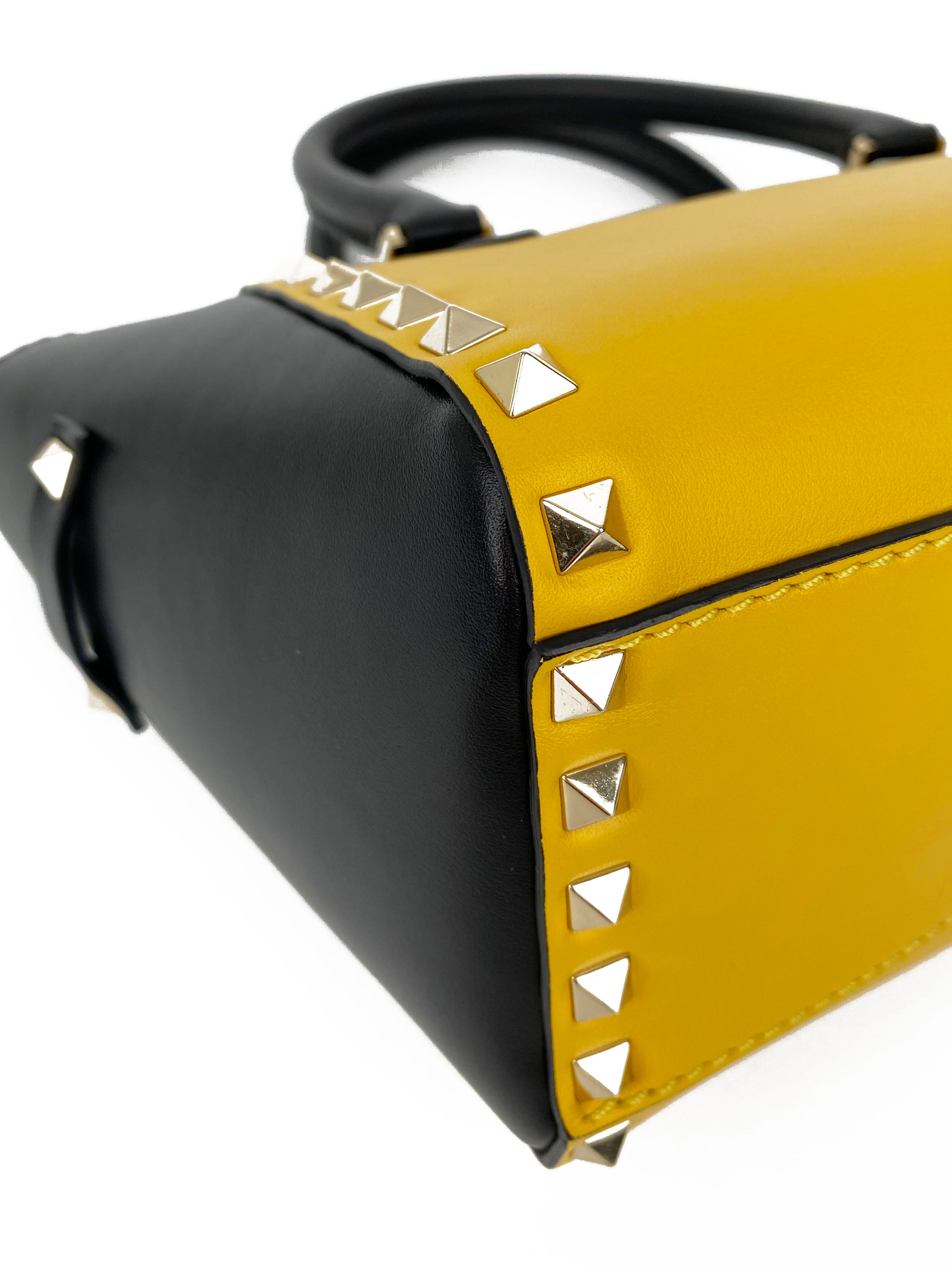 Valentino Black & Yellow Rockstud Handbag for Women | Luxury Designer Shoulder Bag | Perfect for Evening Parties, Date Nights & Special Occasions