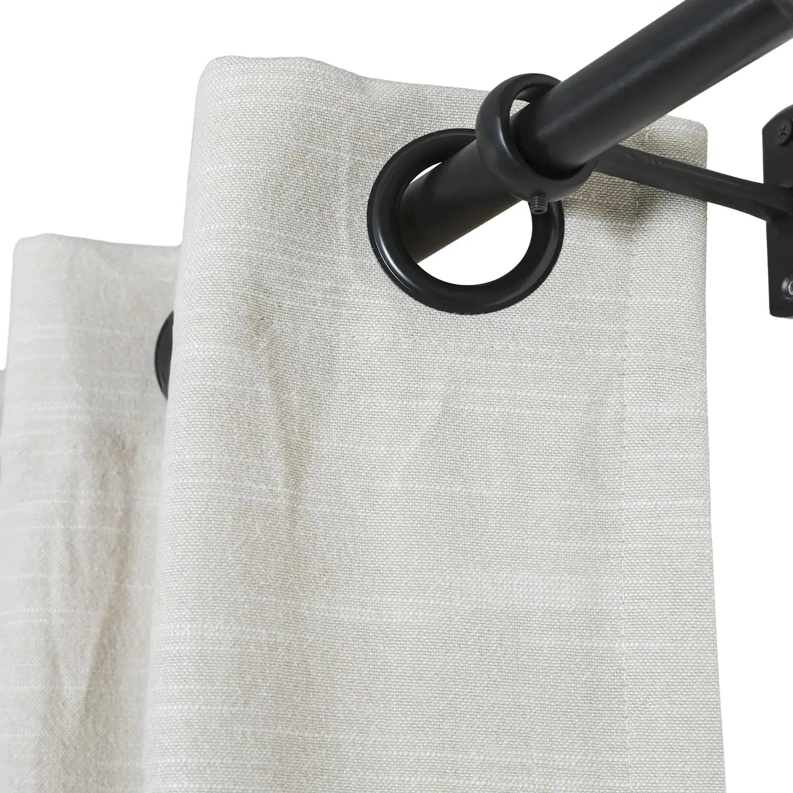 Luxury Linen Cotton Grommet Curtains for Living Room & Bedroom - Blackout Drapes with Metal Rings, Home Decor Window Treatments (52x84 Inch)