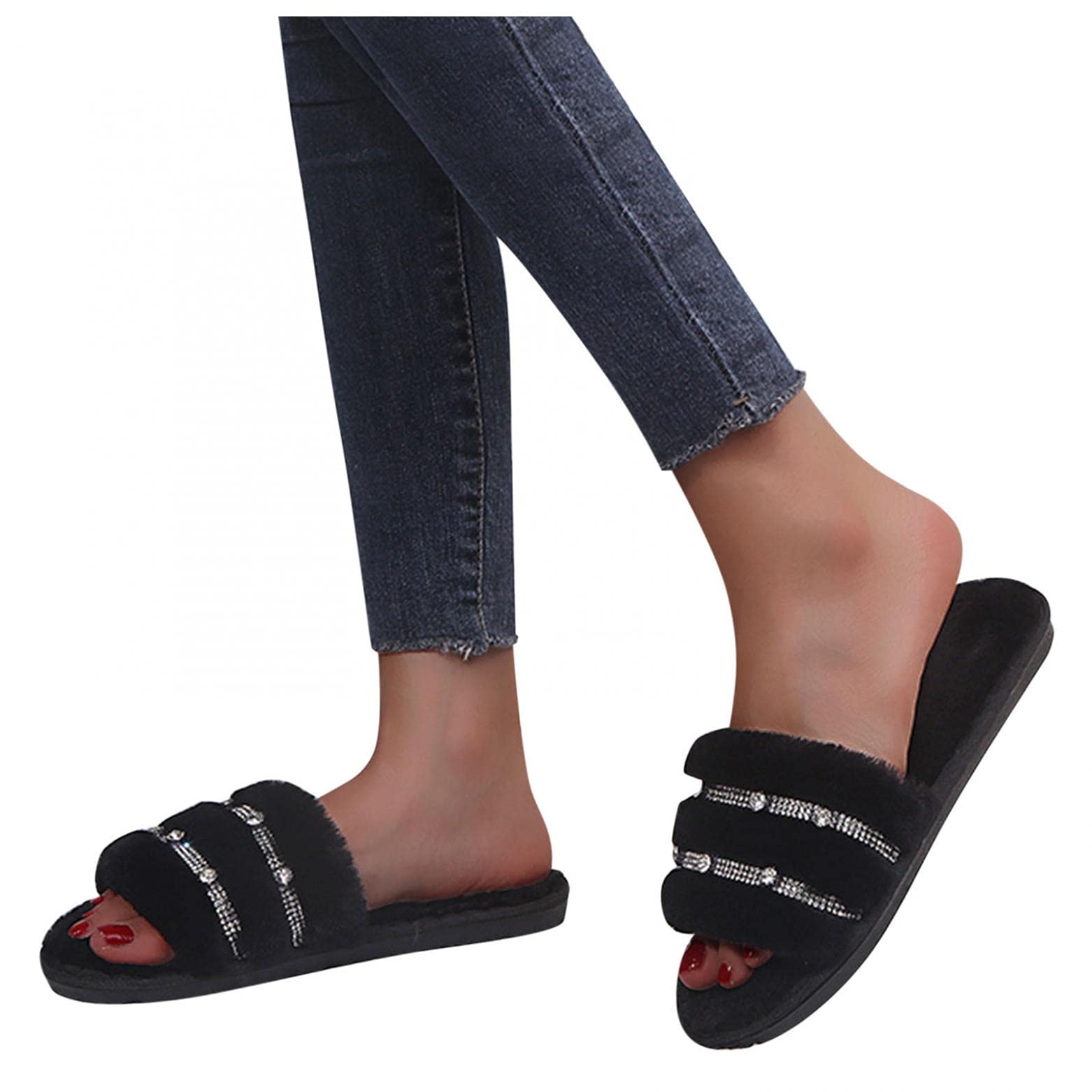 **Women's Non-Slip Plush Fuzzy Slippers - Breathable Indoor/Outdoor Winter House Shoes for Comfort & Warmth - Perfect for Lounging, Home Wear & Cold Weather**