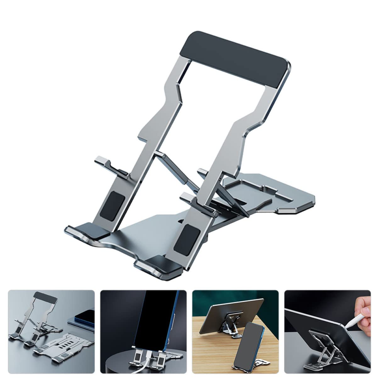 Adjustable Cell Phone Stand & Tablet Holder - Foldable Desktop Phone Stand for iPhone, Samsung, iPad - Perfect for Work, Watching Videos & Video Calls