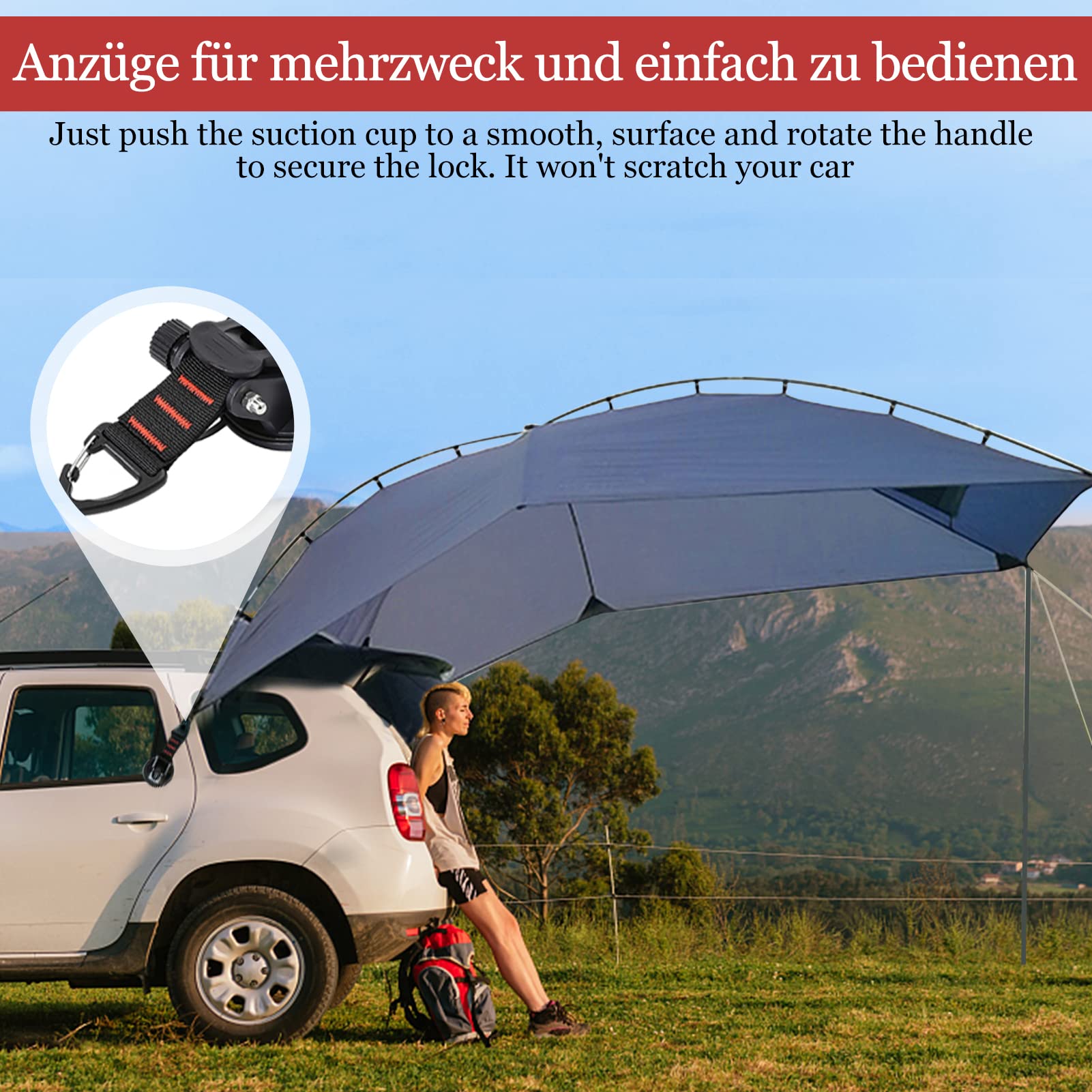 INMORVEN Strong Suction Cup Hooks (4-Pack) - Secure Car Camping Accessories for Motorhomes & Campers