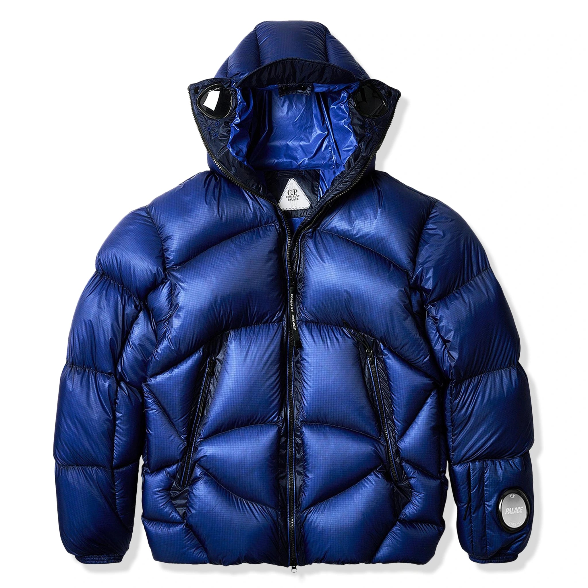 Palace x CP Company Bright Cobalt Puffer Jacket - Men's Winter Coat, Waterproof & Lightweight Down Jacket for Urban Streetwear & Outdoor Activities