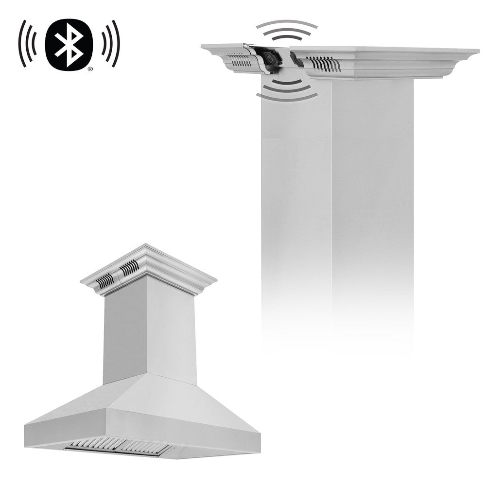 ZLINE 597iCRN BT Professional Stainless Steel Island Mount Range Hood with Built-in CrownSound Bluetooth Speakers – Perfect for Modern Kitchens & Open-Concept Homes