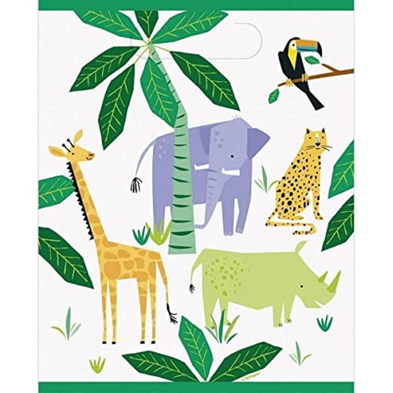 Animal Safari Loot Bags (Pack of 8) - Colorful Plastic Party Favor Bags for Jungle Themed Birthday Parties, Baby Showers & Kids Events | Perfect for Goodie Bags, Pinata Fillers & Party Decorations