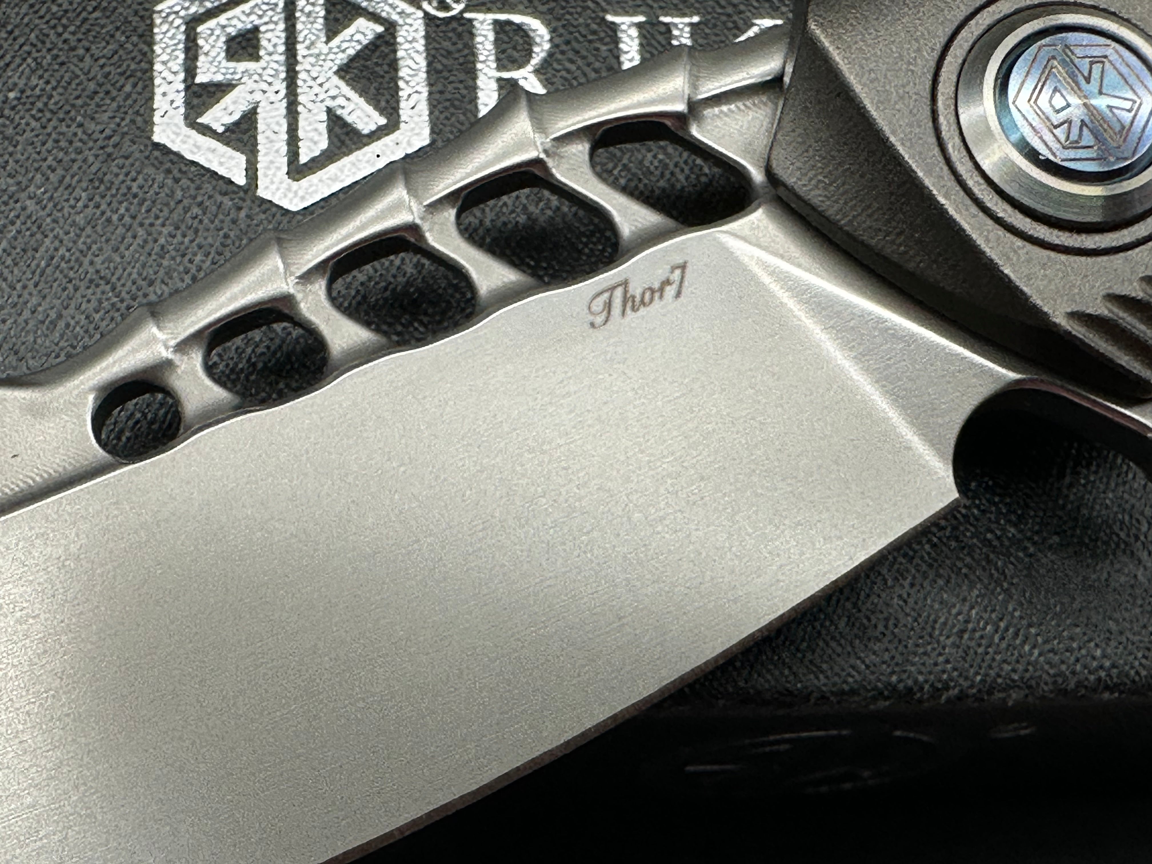 Rike Thor 7 Folding Knife - 154CM Stainless Steel Blade, Titanium Handle with Blue & Black G10 Inlays - EDC, Outdoor, Camping & Survival Tool