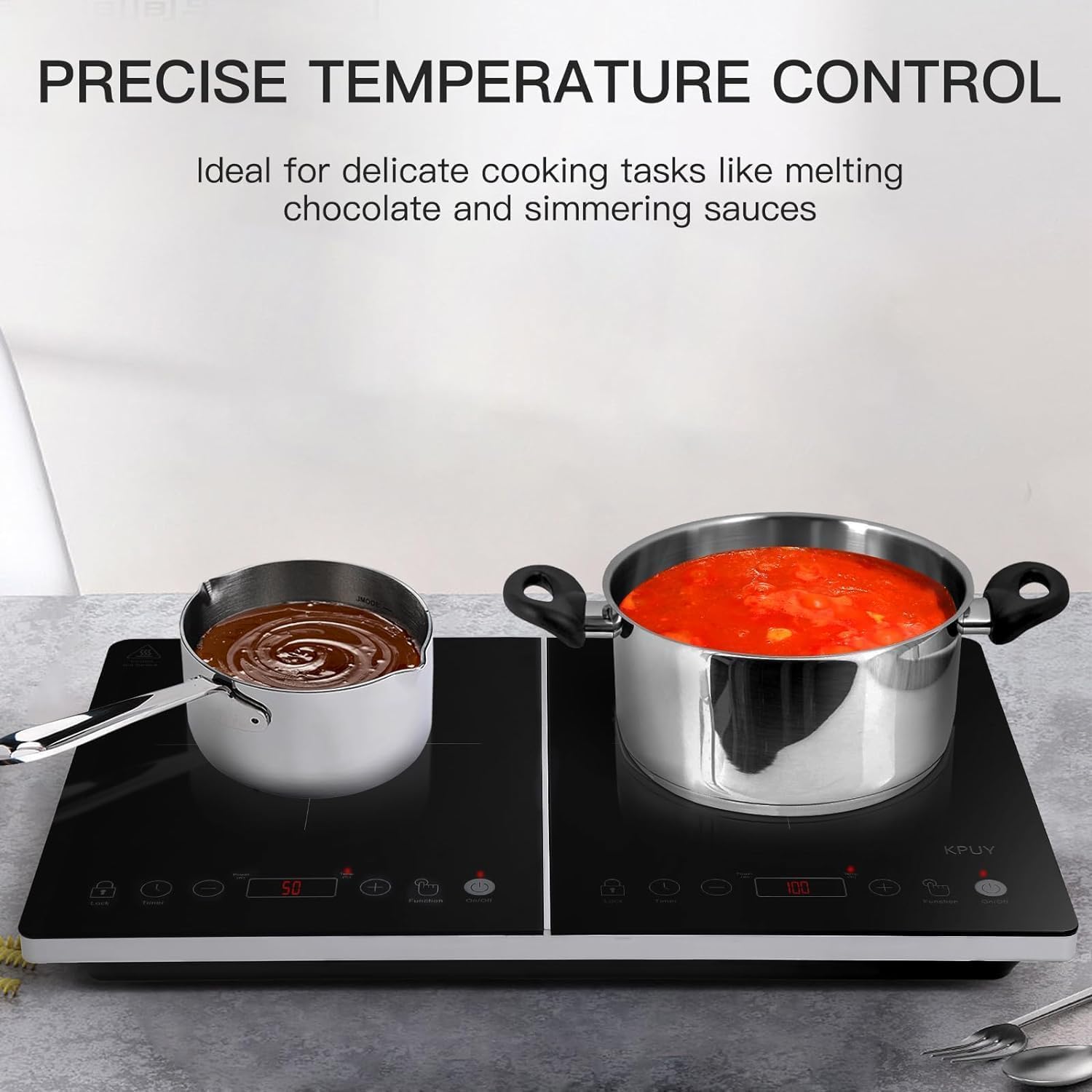 Portable 3500W Double Burner Induction Cooktop with 21 Temp Settings, 10H Timer & Child Lock - Fast Heating Electric Stove for Kitchen, Camping & RV Cooking
