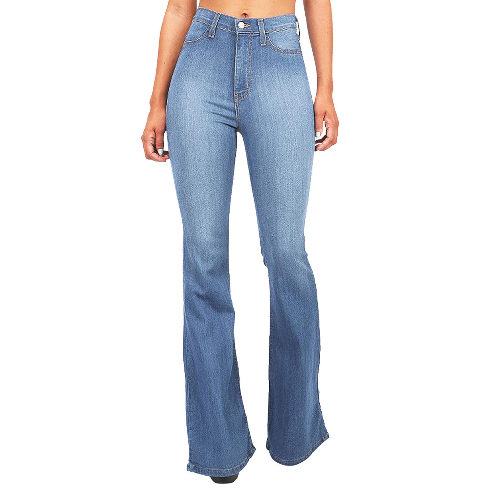 HUDHUT Women's High Waisted Wide Leg Jeans - Casual Slim Hole Plus Size Denim Pants (Light Blue, 4X-Large) | Perfect for Everyday Wear, Office & Street Style Fashion