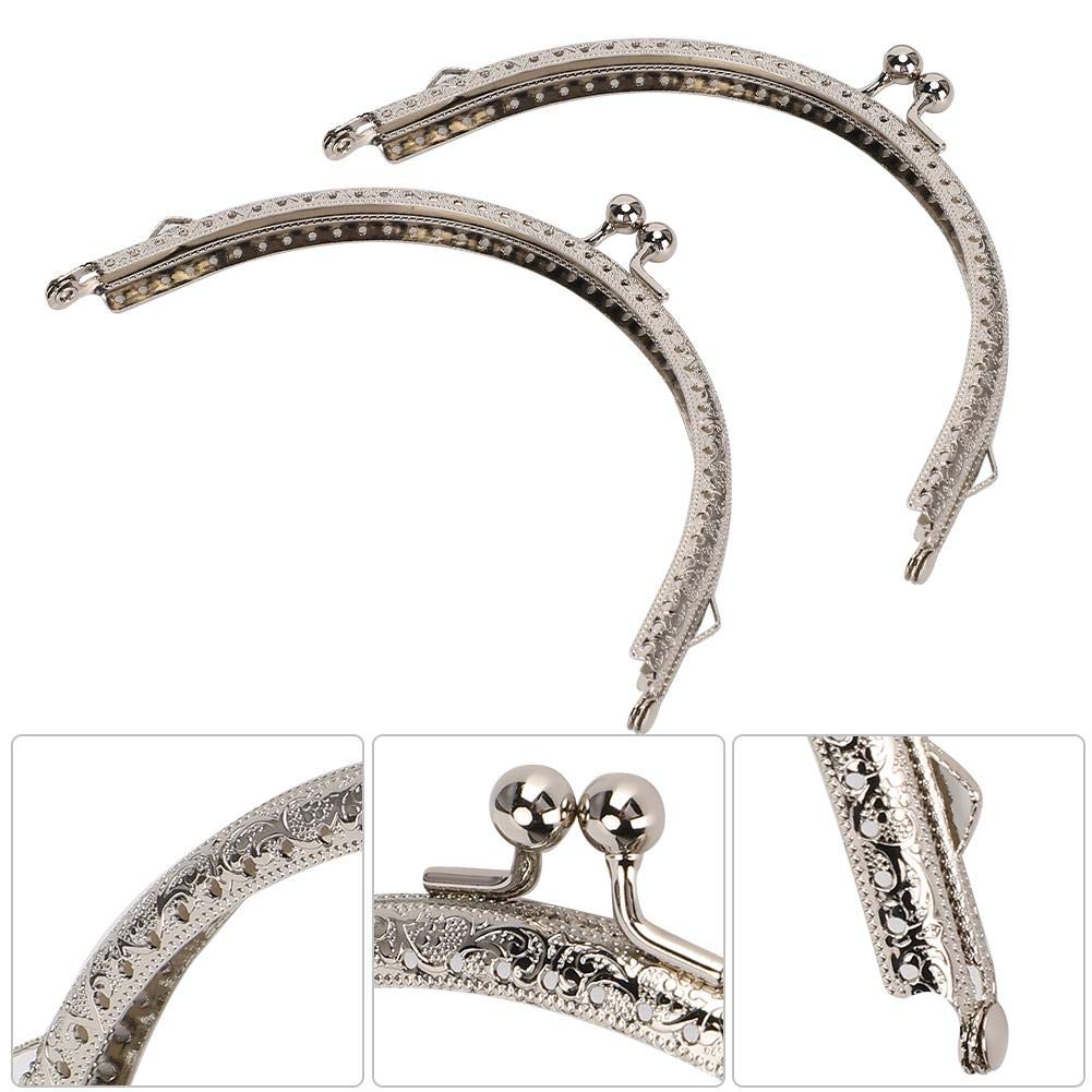 GLOGLOW 2-Pack Silver Metal Semicircular Purse Frame with Kiss Clasp Lock - 15cm/5.9in DIY Sewing Bag Handle for Handbags, Clutches & Tote Bags - Perfect for Crafting, Fashion Accessories & Gift Making