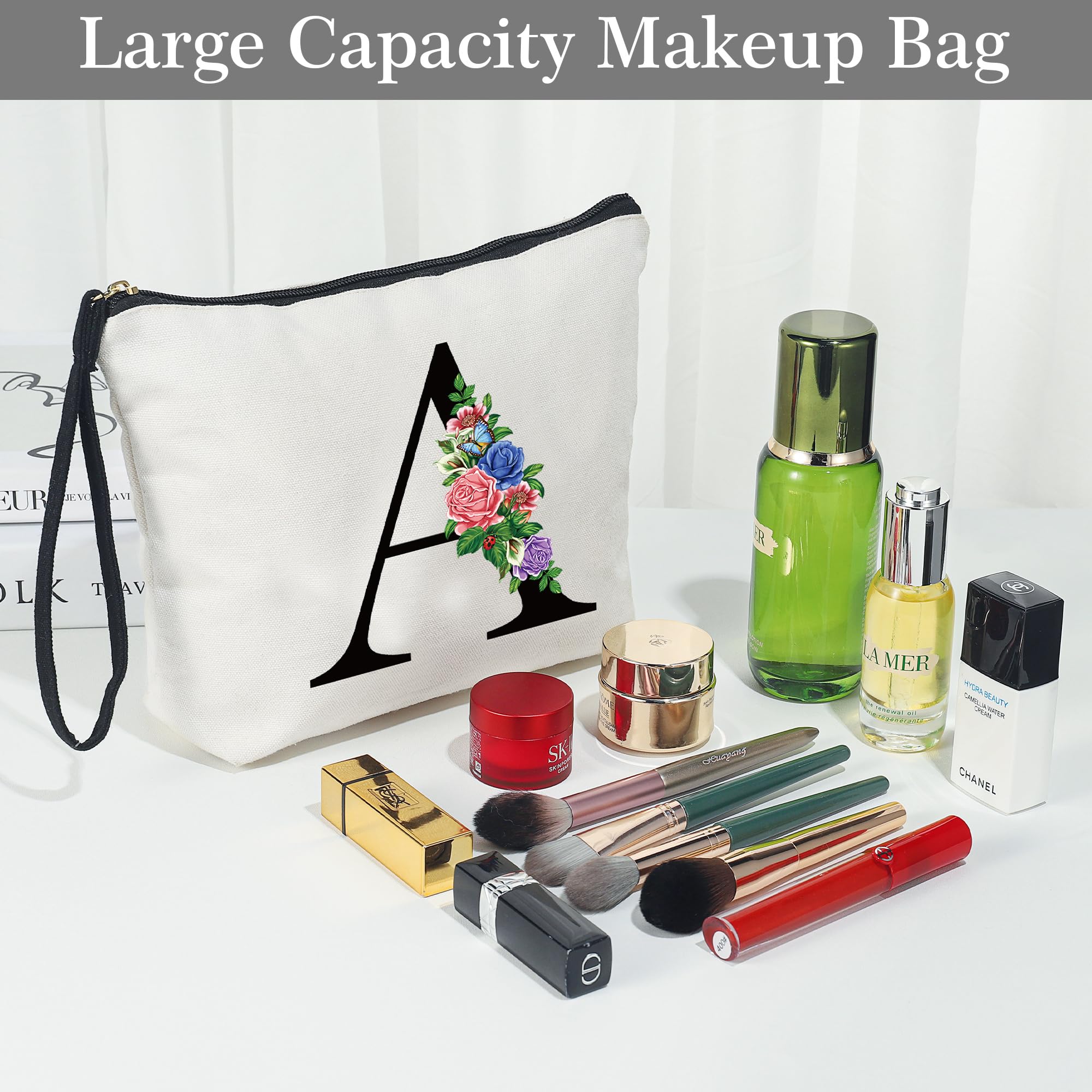Personalized Initial Makeup Bag for Teen Girls - Small Cosmetic Pouch with Monogram Letter C | Birthday Gifts, Sweet 16 Gifts, Teacher Gifts, Sister Gifts, Friendship Gifts & Mom Gifts | Perfect for Travel, School & Everyday Use