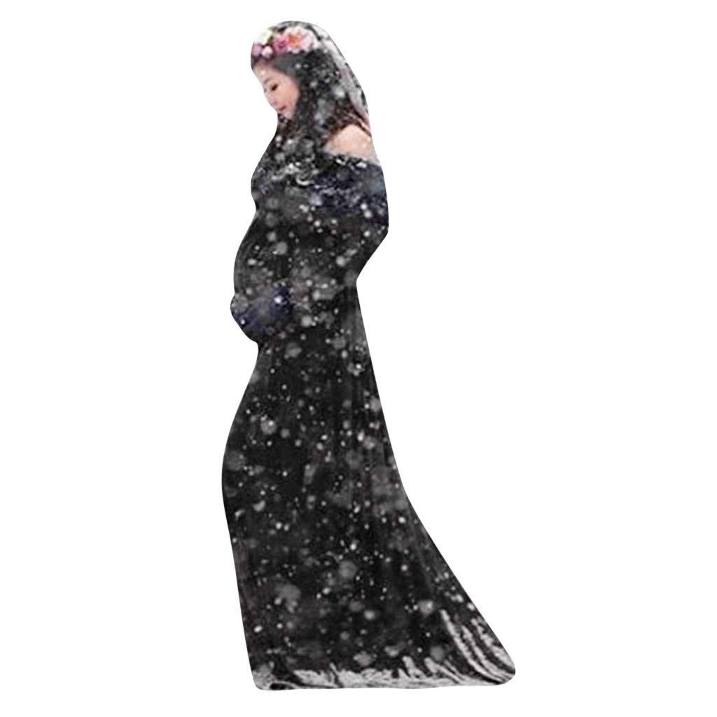 Velvet Maternity Dress for Photoshoot - Off Shoulder Half Circle Maxi Gown for Pregnancy Photography, Baby Shower & Maternity Portraits