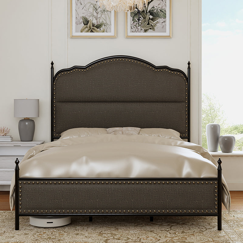 Ernesto 61 Industrial King & Queen Size Platform Bed Frame - Modern Metal & Wood Design for Bedroom, Guest Room, Loft or Studio Apartment