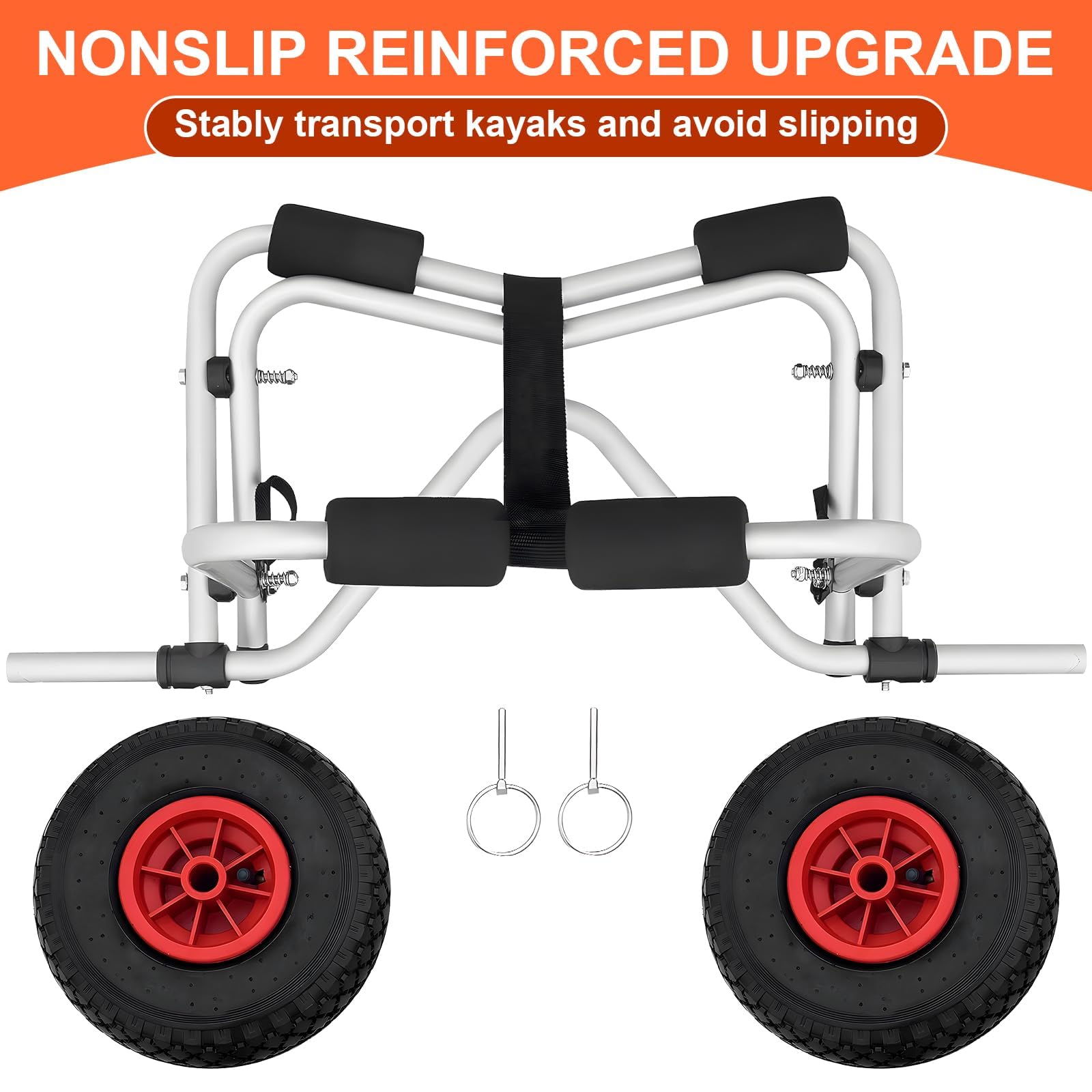 OKSTENCK 250LBS Heavy Duty Kayak Cart - Aluminum Frame Canoe Dolly with Airless Tires for Kayaks, Canoes, Paddleboards, Float Mats & Jon Boats | Portable Watercraft Transport for Lakes, Rivers & Beach Adventures