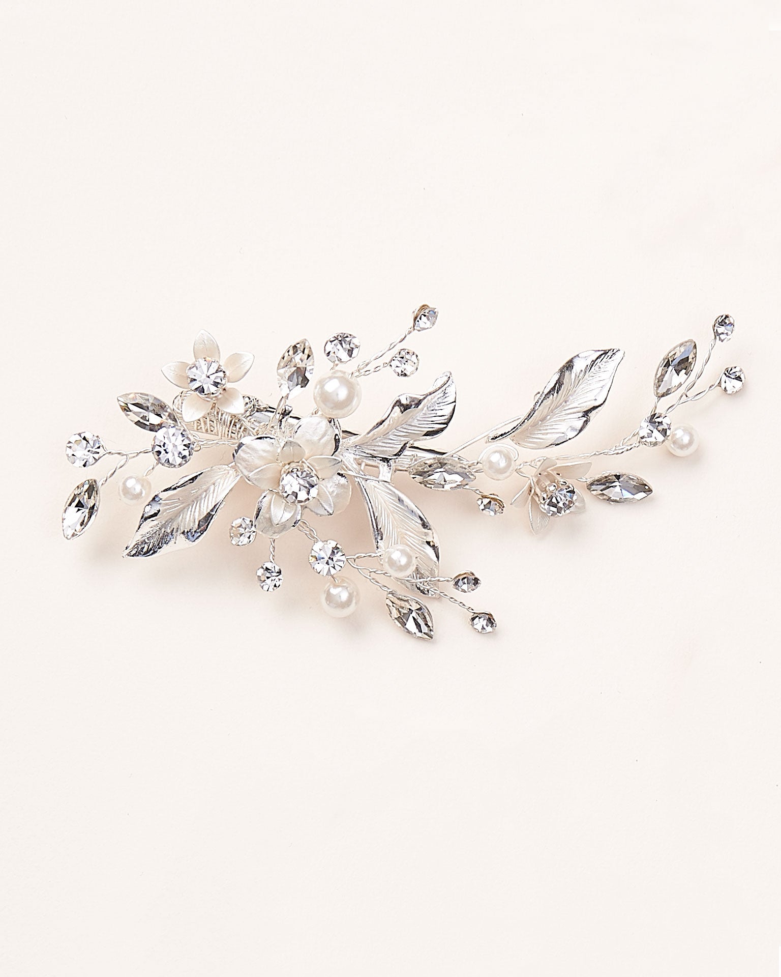 Elegant Petite Pearl & Floral Hair Clip for Women - Delicate Hair Accessories for Bridal, Wedding, Party & Everyday Wear