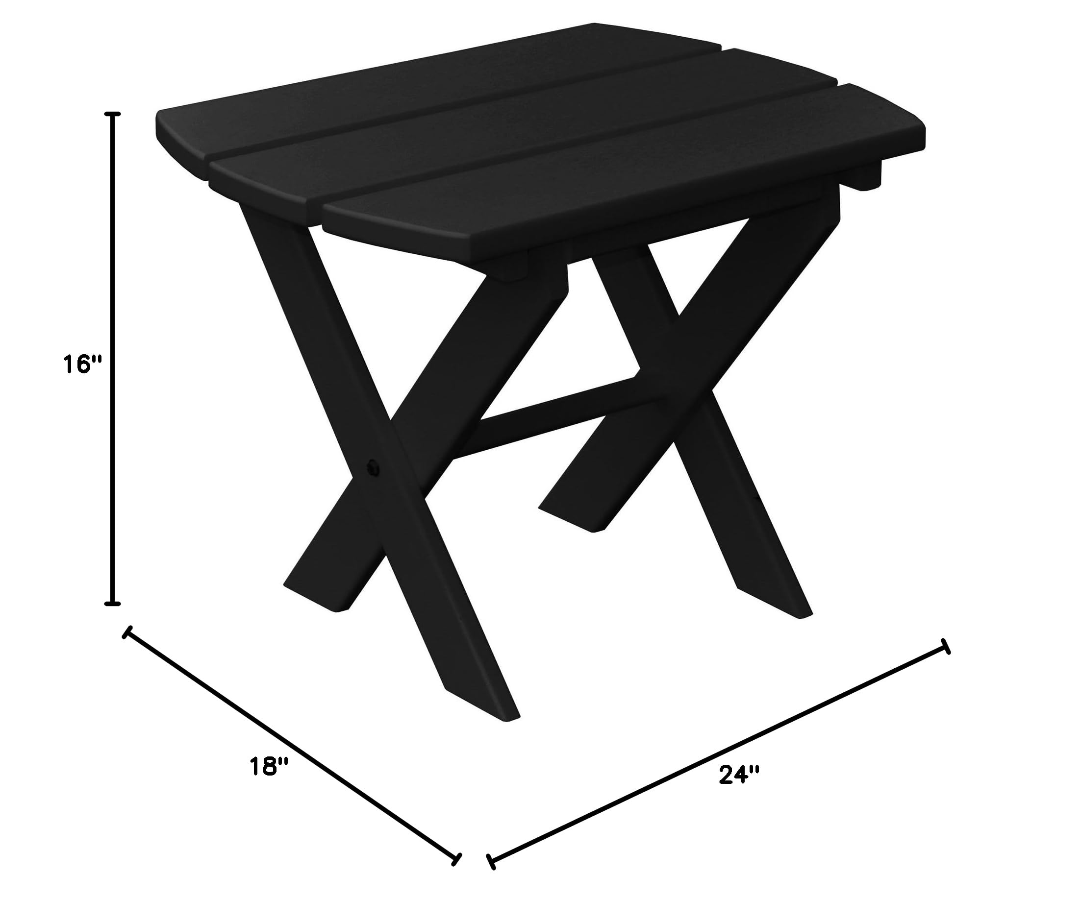 Folding End Table Black - Lightweight & Durable Poly Furniture for Patio, Deck, or Indoor Use - Furniture Barn USA
