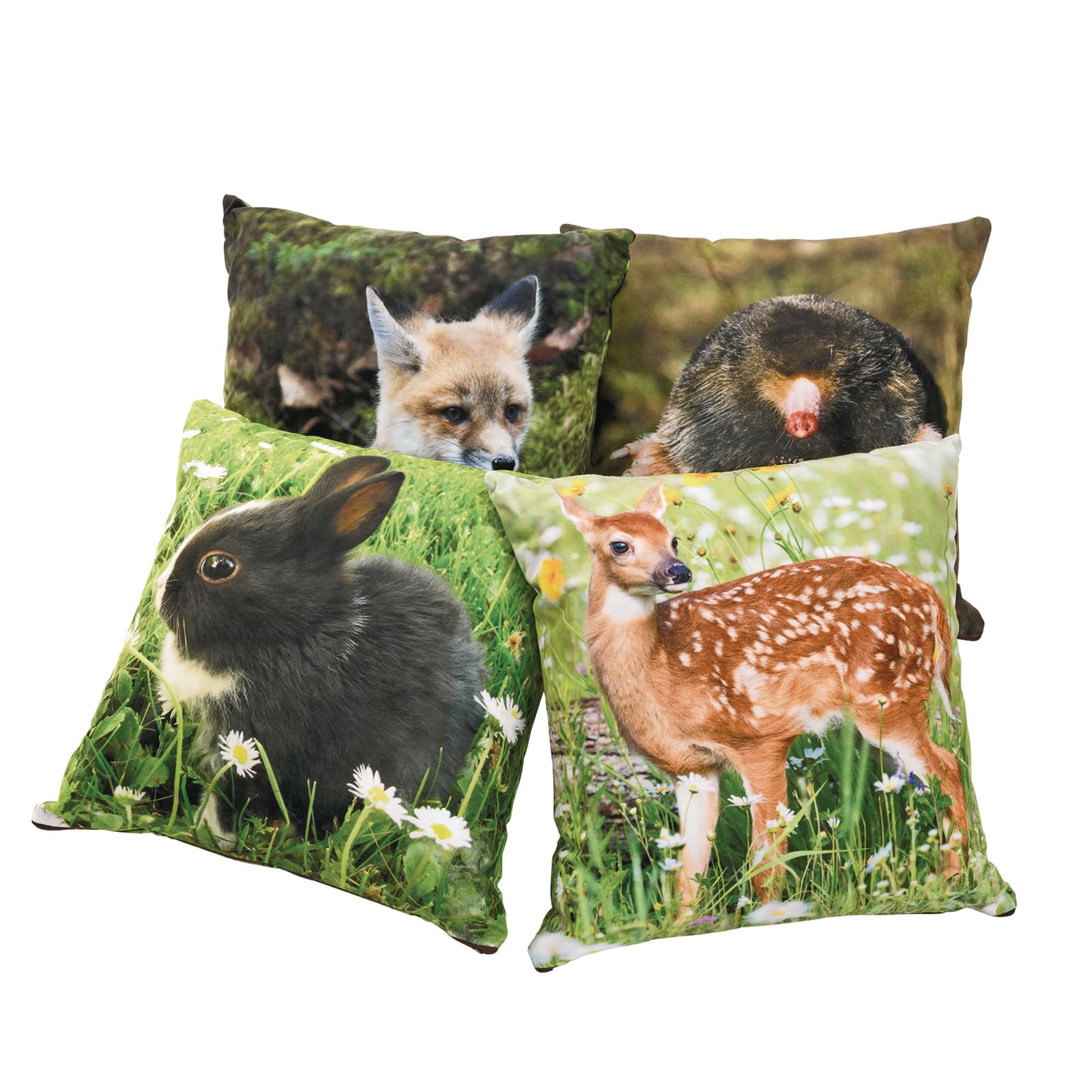 Adorable Baby Woodland Animal Pillows - Set of 4 Soft Nursery Decor for Kids Room, Baby Shower Gift & Cozy Bedroom Accent