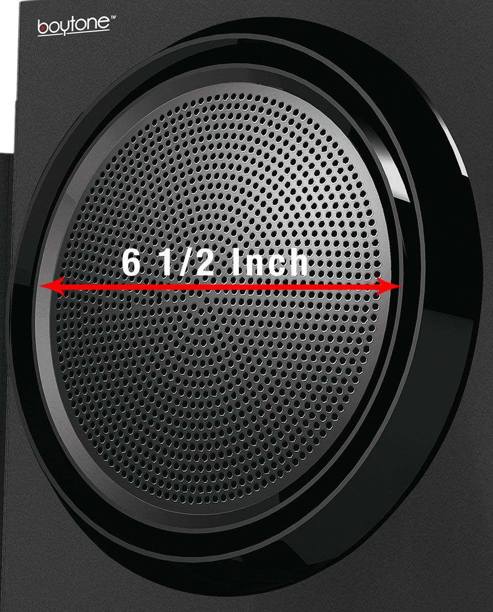 Boytone 2.1-Channel Wireless Bluetooth Bookshelf Speaker System - 30W Powerful Sound with FM Radio, Remote Control, Aux-in, USB/SD Ports - Compatible with Phones, Laptops, PCs - Perfect for Home Theater, Gaming & Music Listening