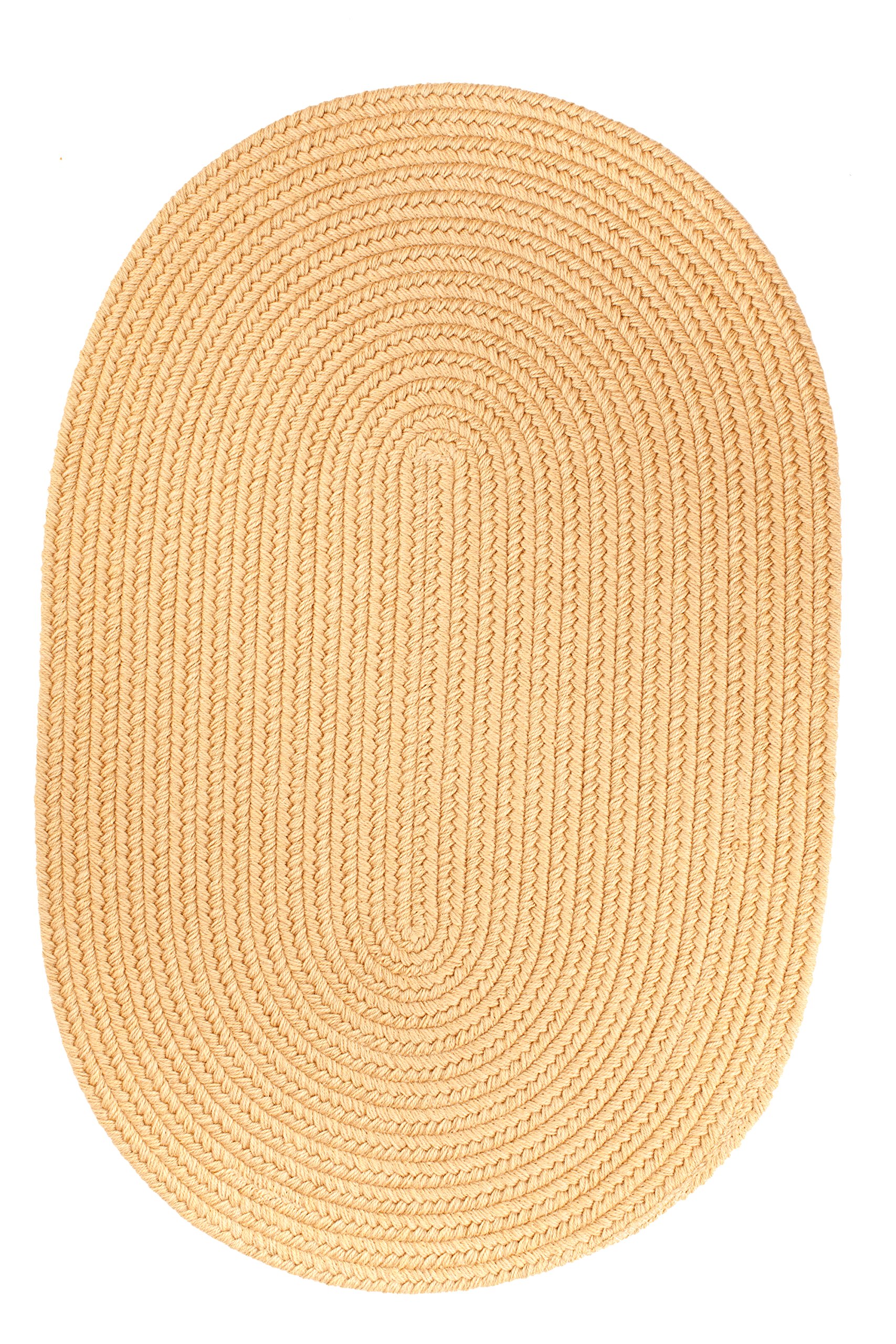 Rhody Rug Solid Wool S101 Wheat 2' x 6' Oval Braided Runner - Handmade USA Wool Area Rug for Hallway, Living Room & Bedroom - Durable Floor Mat for High Traffic Areas - Easy Care Home Decor Perfect for Cozy Spaces