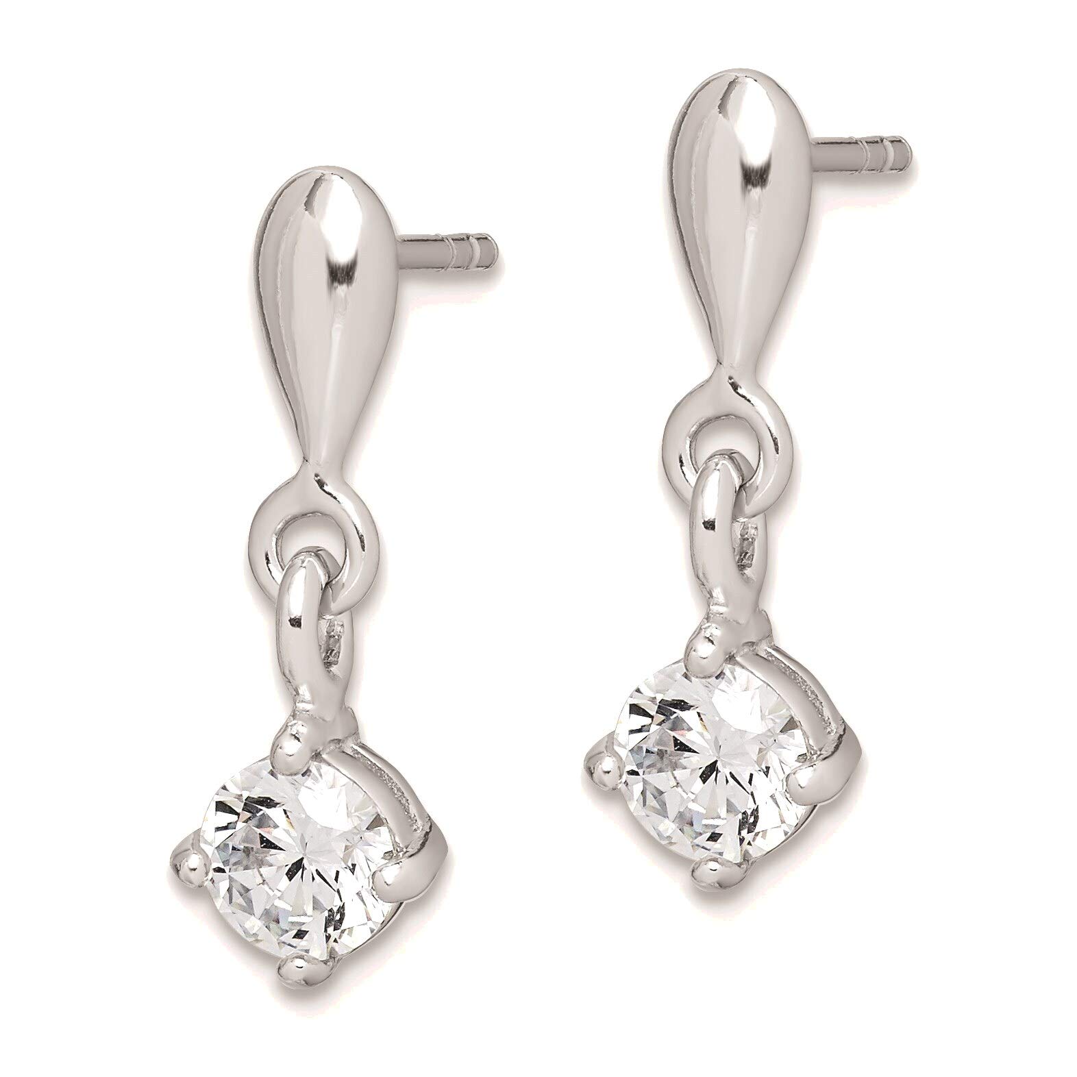 Elegant Solid Sterling Silver Rhodium Plated CZ Dangle Earrings for Women - Perfect for Parties, Weddings & Special Occasions
