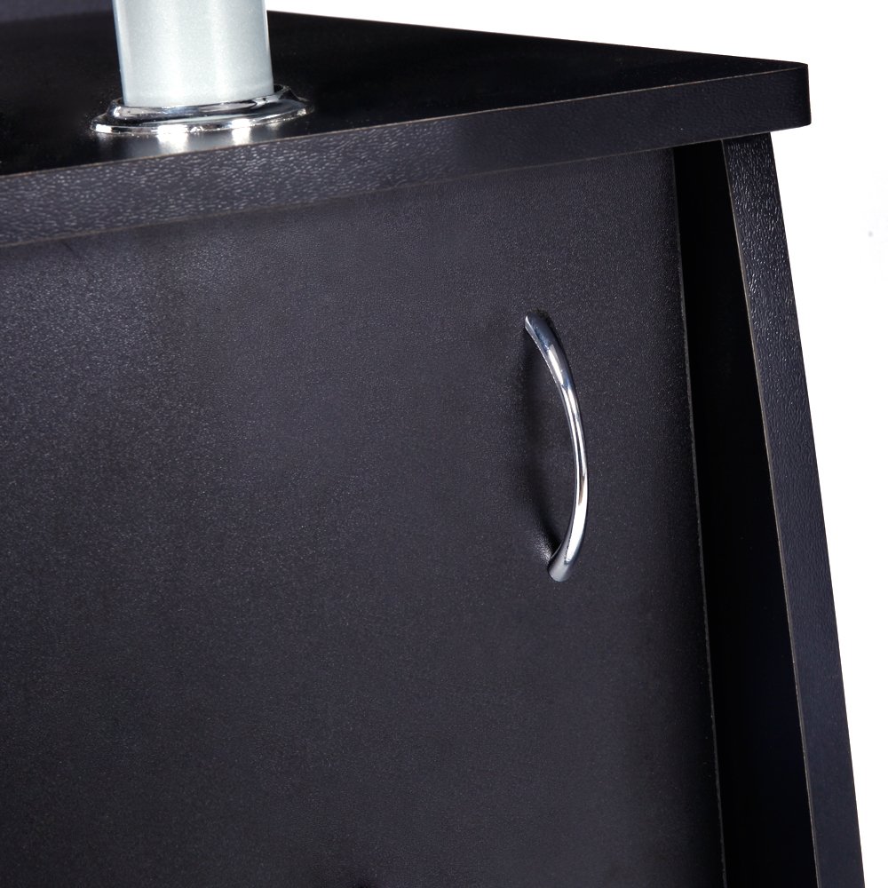 Modern Black Wooden Computer Desk with Door, 3 Drawers & Keyboard Tray - Home Office Workstation, Writing Desk for Small Spaces (45.27