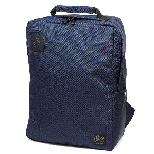 Drifter Square Pack Backpack - Navy & Black Leather - City Line - Made in USA - Perfect for Urban Commuting, Travel & Everyday Use