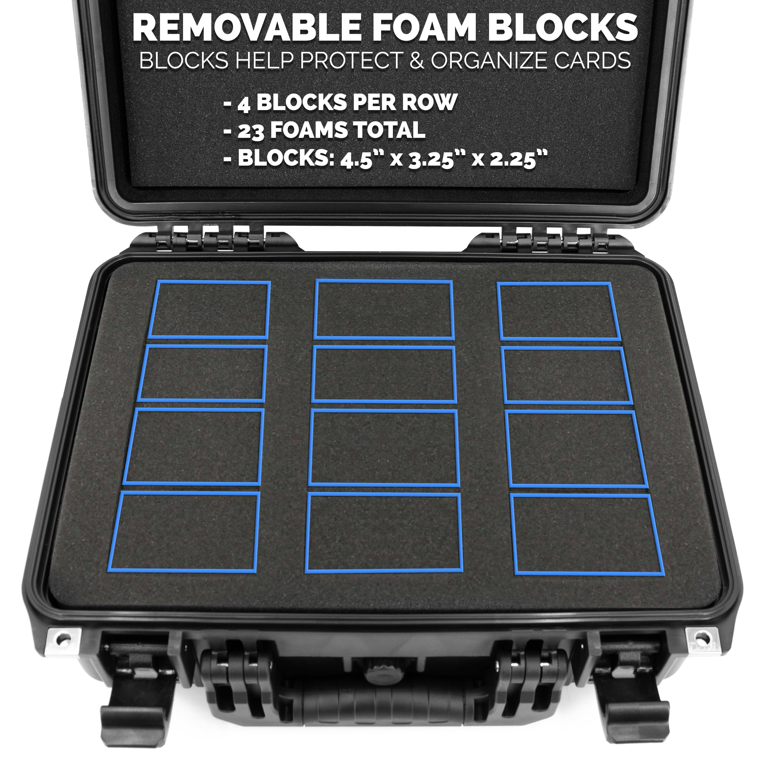 CASEMATIX Graded Card Case Pro Edition - Waterproof Storage Box for 100 BGS/PSA Graded Sports Trading Cards with Foam Dividers | Perfect for Collectors, Card Shows & Secure Transport