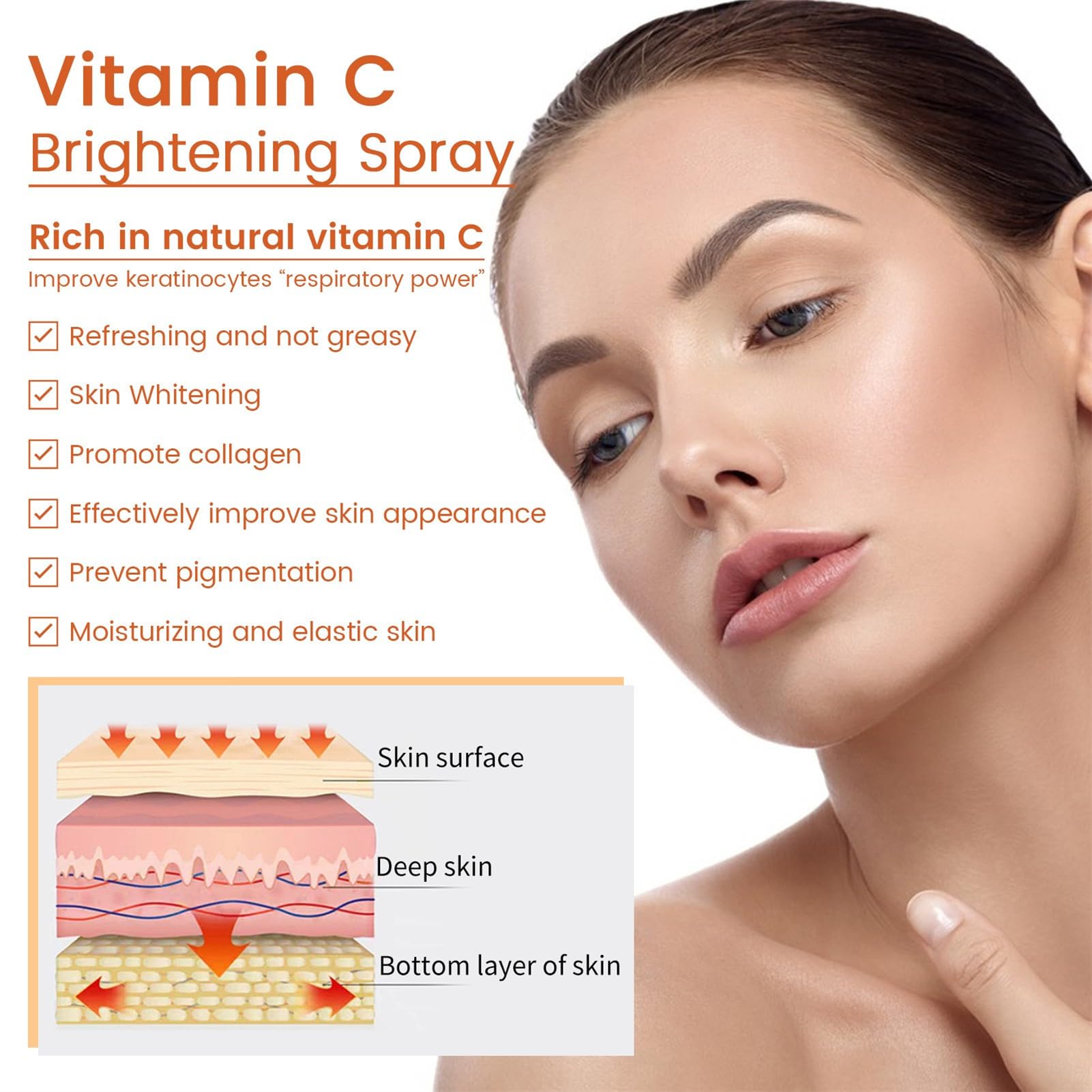 Organic Vitamin C Facial Spray - Anti-Aging Face Serum with Hydrating & Firming Benefits | VC Moisturizing Spray for All Skin Types | Day & Night Skincare Routine | Perfect for Travel, Gym & On-The-Go Refreshment