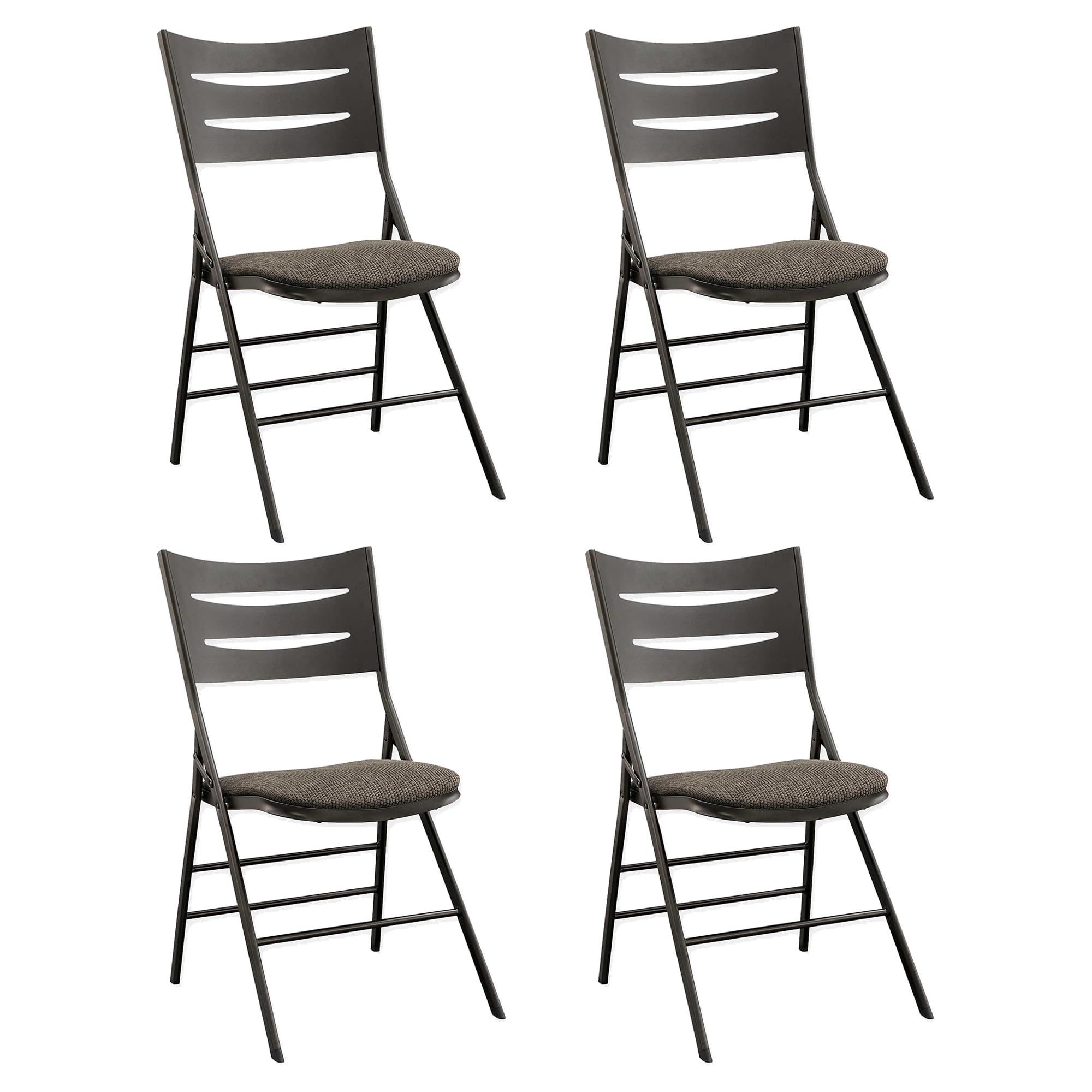 MECO Sudden Comfort Destiny 3 Slat Back Padded Folding Chair with Contoured Backrest & Steel Frame - Indoor Outdoor Event Chairs, Patio, Camping, Picnic, Beach, Backyard (Set of 4, Cinnabar Red)