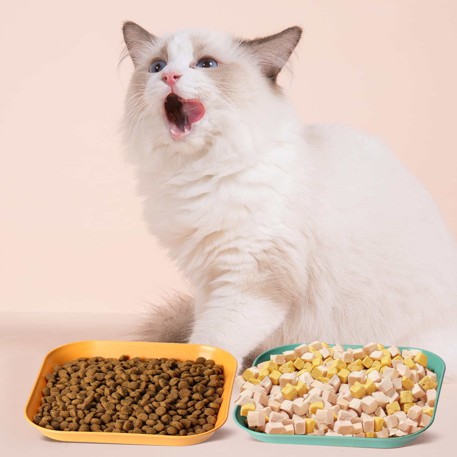 6 Inch Cat Food Bowls Set of 4 - Unbreakable Wheat Straw Pet Dishes, Whisker Fatigue Free Shallow Cat Bowls for Indoor Cats - Perfect for Mealtime, Water & Wet Food Feeding