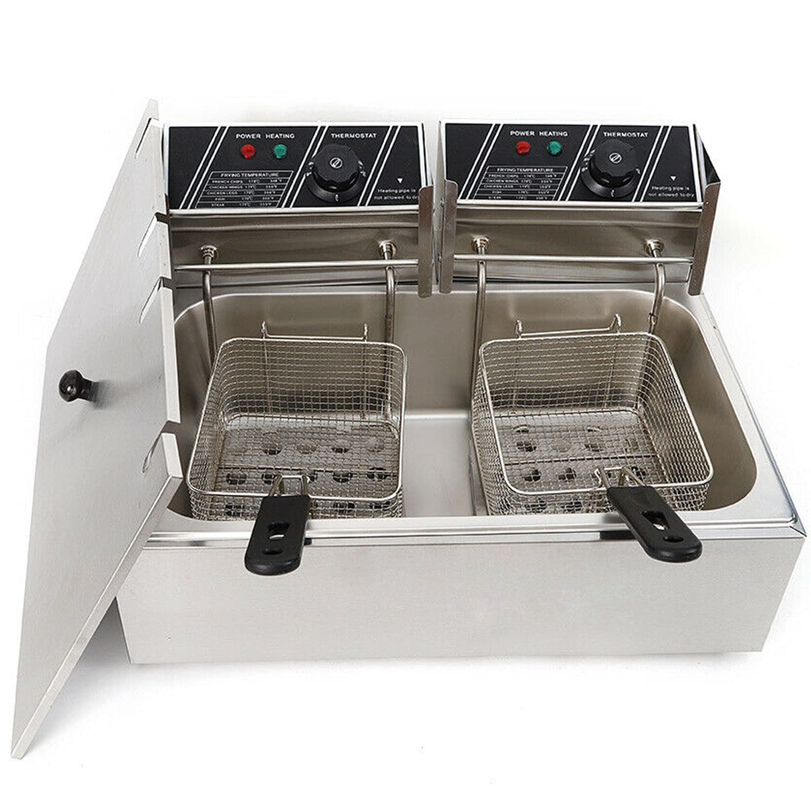 12L Electric Deep Fryer with Basket & Lid - Dual Detachable Tank, U-Shaped Stainless Steel Heating Tubes - Perfect for French Fries, Onion Rings, Fried Chicken - Ideal for Home Kitchen, Restaurants & Outdoor Cooking