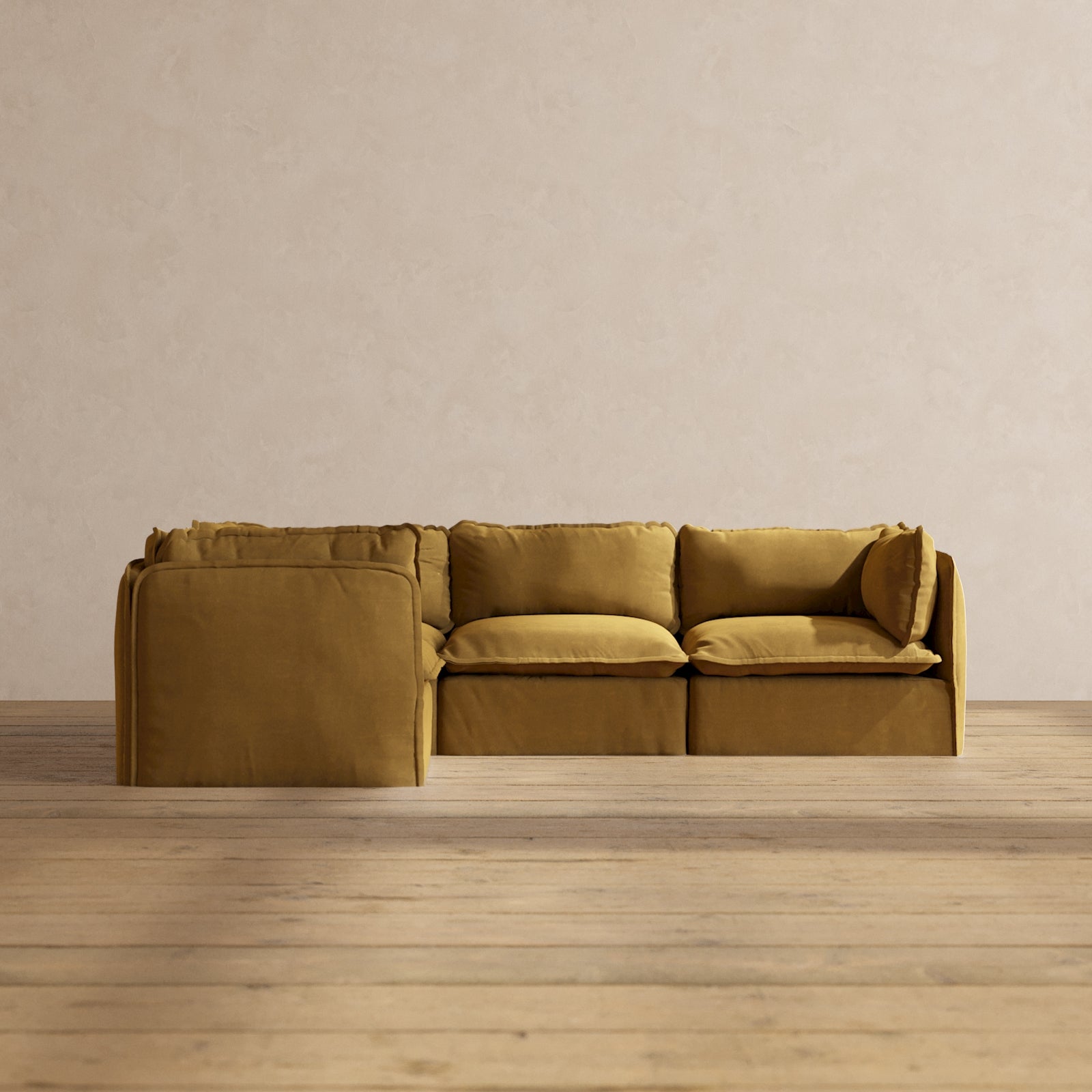 Modular Performance 4-Seater Corner Sectional Sofa in Toffee | Deluxe Blend Fabric | Perfect for Living Room, Family Room & Home Theater