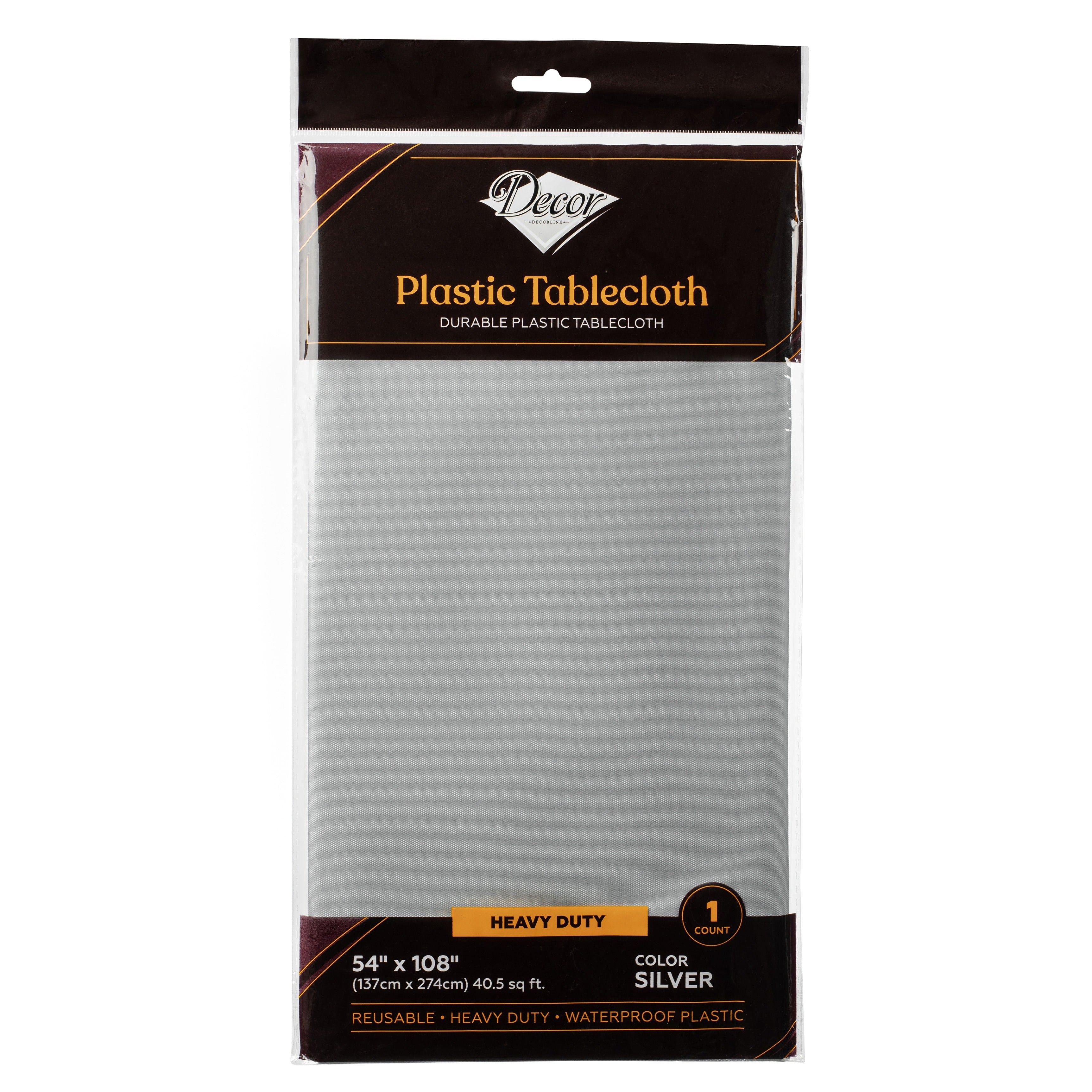 Silver Plastic Tablecloth 54