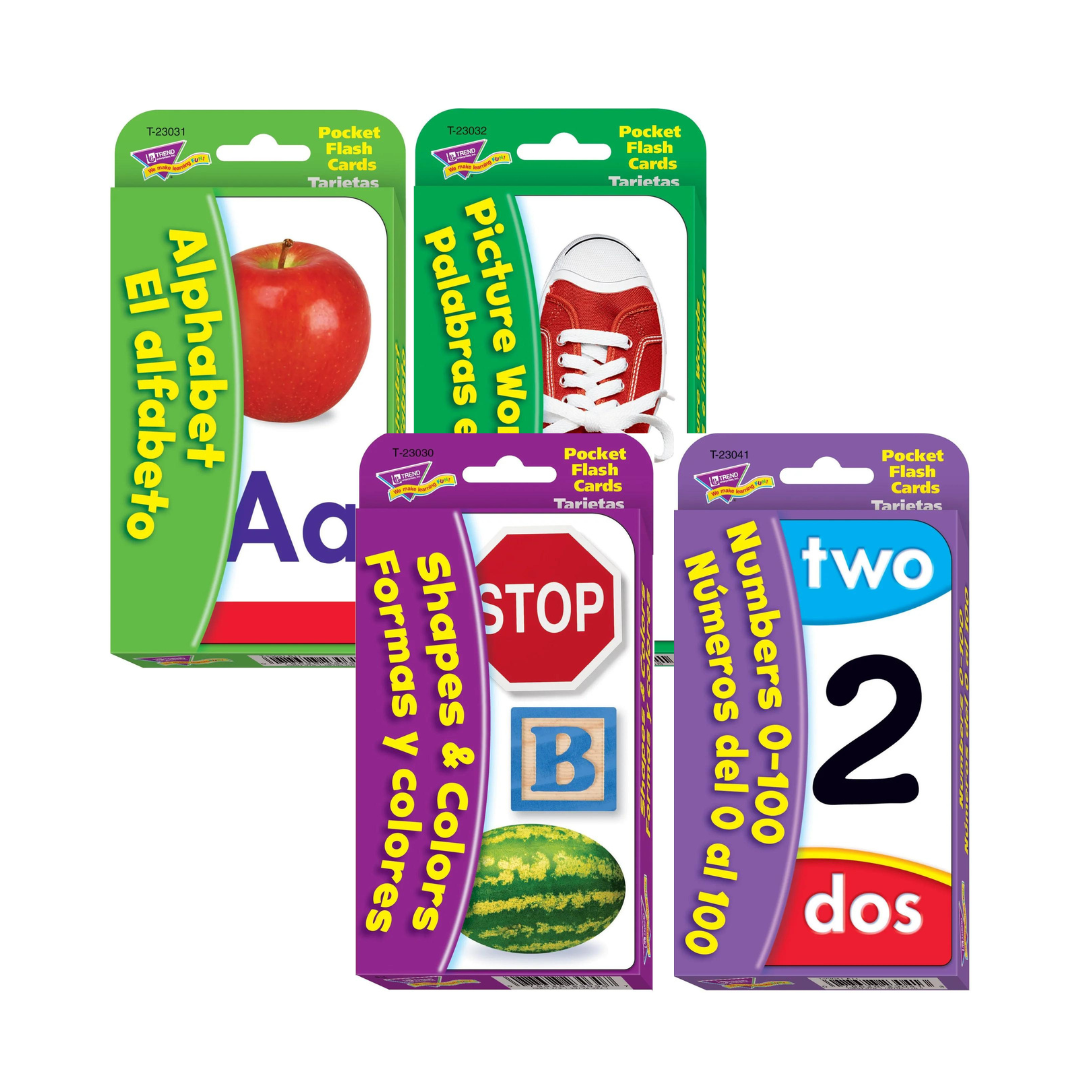 Bilingual English Spanish Flash Cards Combo Set - Educational Learning Tool for Kids & Adults - Perfect for Language Learning, Classroom, and Homeschooling