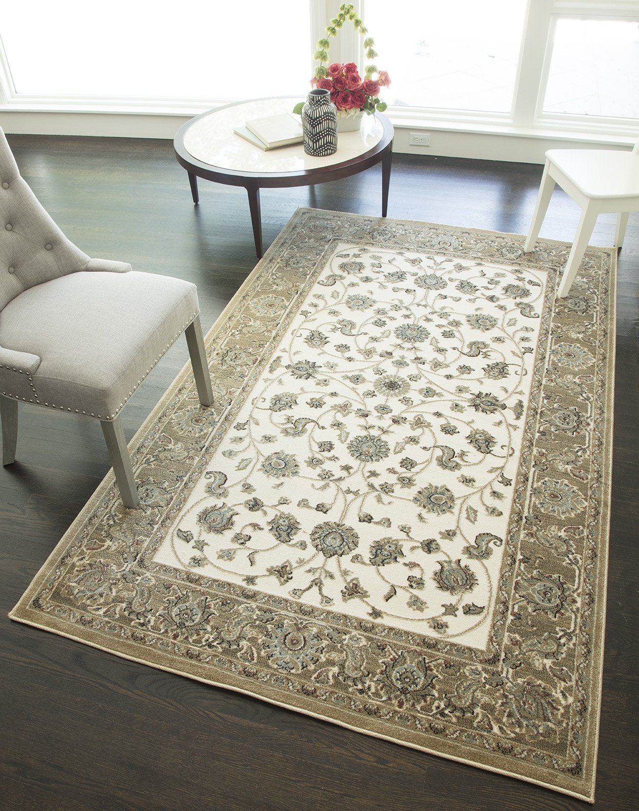 Rugs America RV100A 5' x 8' Ivory Tan Area Rug - Soft Living Room Carpet for Bedroom, Dining Room & Home Decor