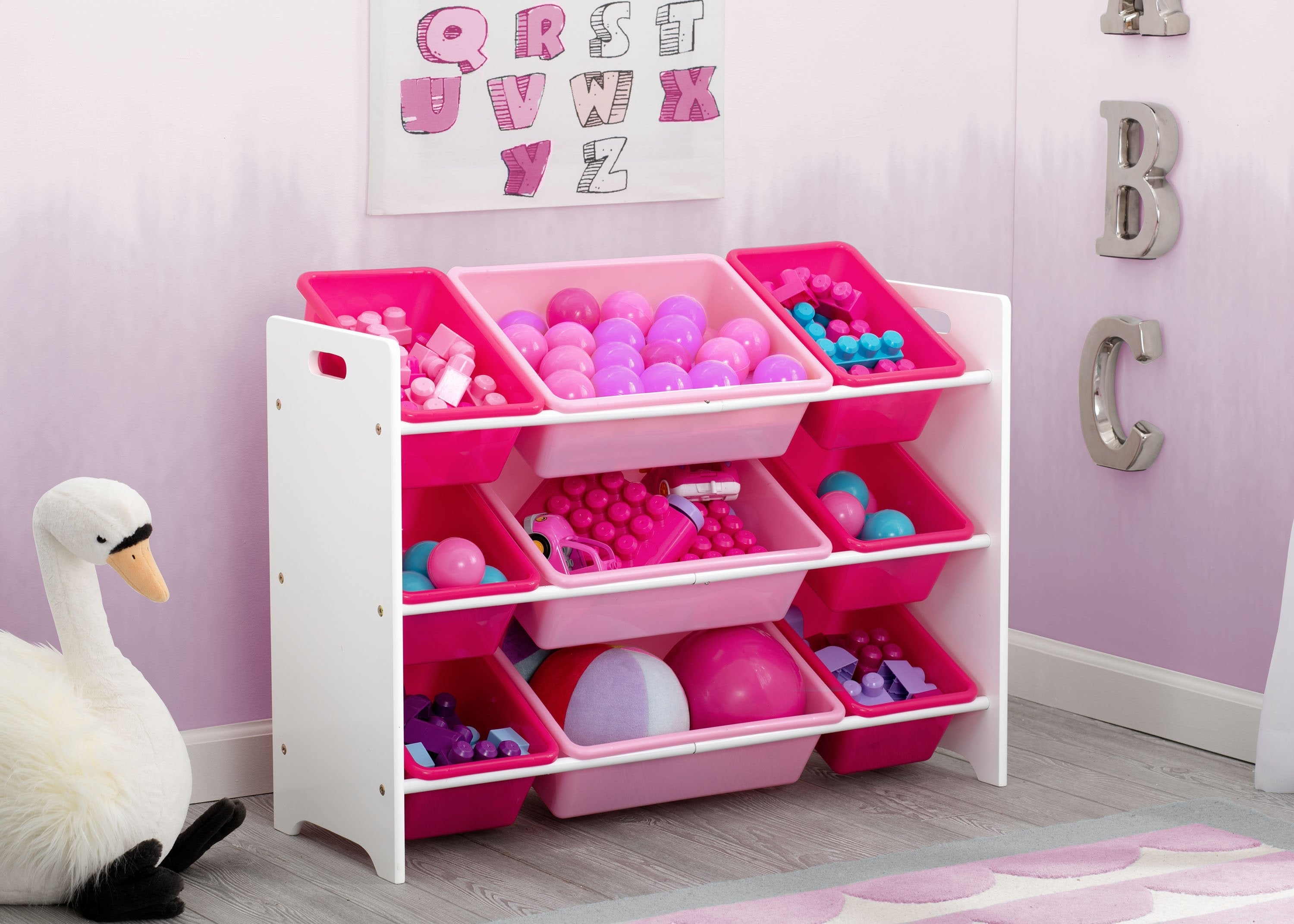 MySize 9 Bin Plastic Toy Organizer - Kids Room Storage Solution for Toys, Books & Crafts - Perfect for Playroom, Bedroom & Classroom Organization