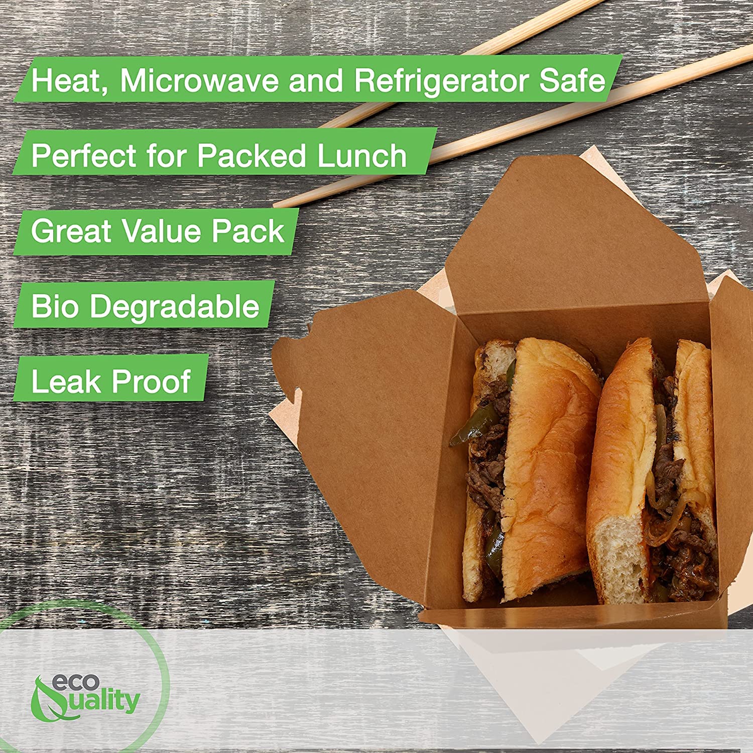 66 oz Kraft Brown Microwaveable Take Out Food Containers - Leak & Grease Resistant, Recyclable To-Go Boxes for Restaurants, Catering & Food Trucks - Perfect for Hot Meals, Picnics & Party Leftovers (Pack of 200)